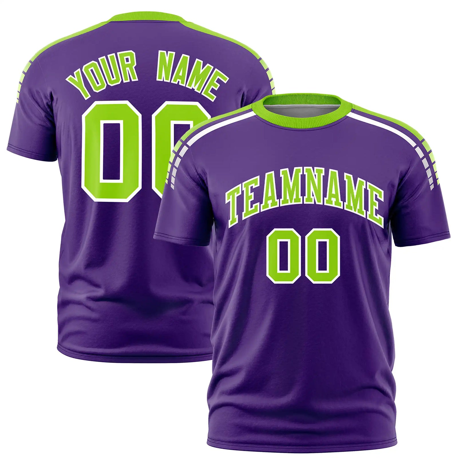 Custom Purple Neon Green-White Performance T-Shirt