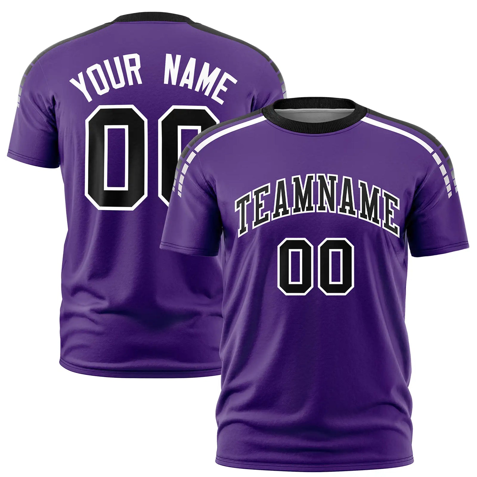 Custom Purple Black-White Performance T-Shirt