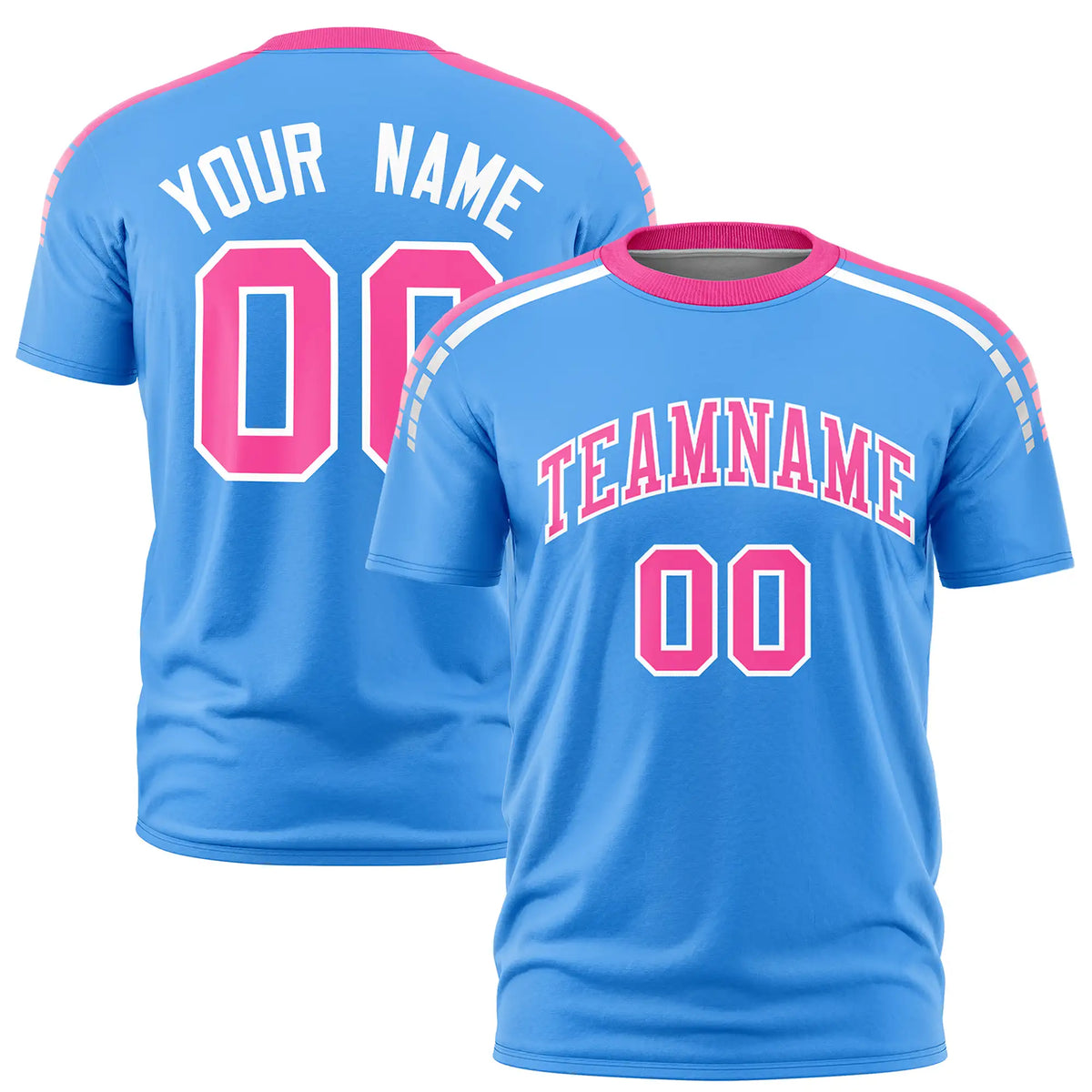 Custom Powder Blue Pink-White Performance T-Shirt
