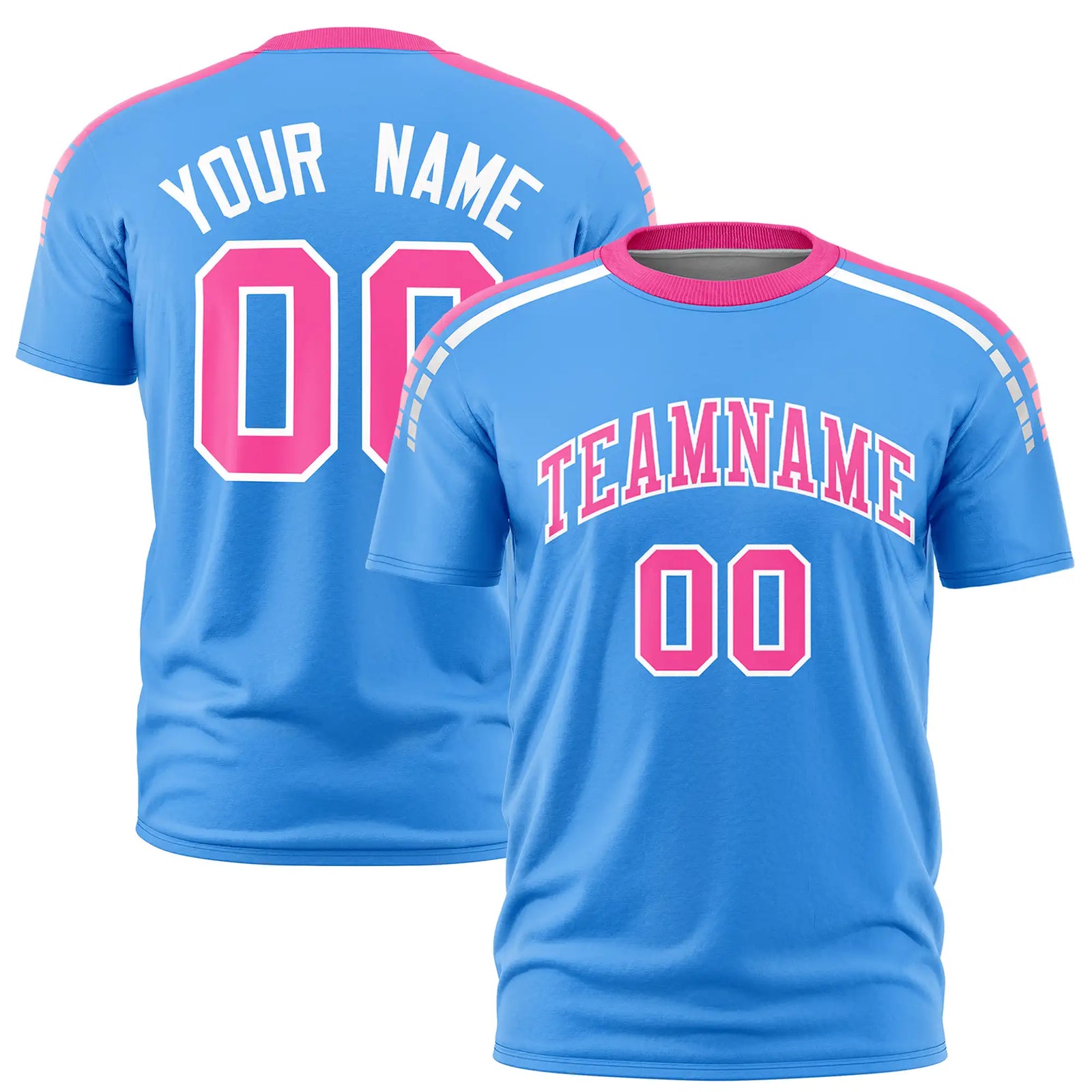 Custom Powder Blue Pink-White Performance T-Shirt