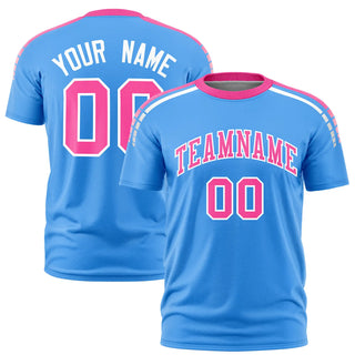 Camiseta deportiva personalizada en azul pálido, rosa y blanco - Estilo 1