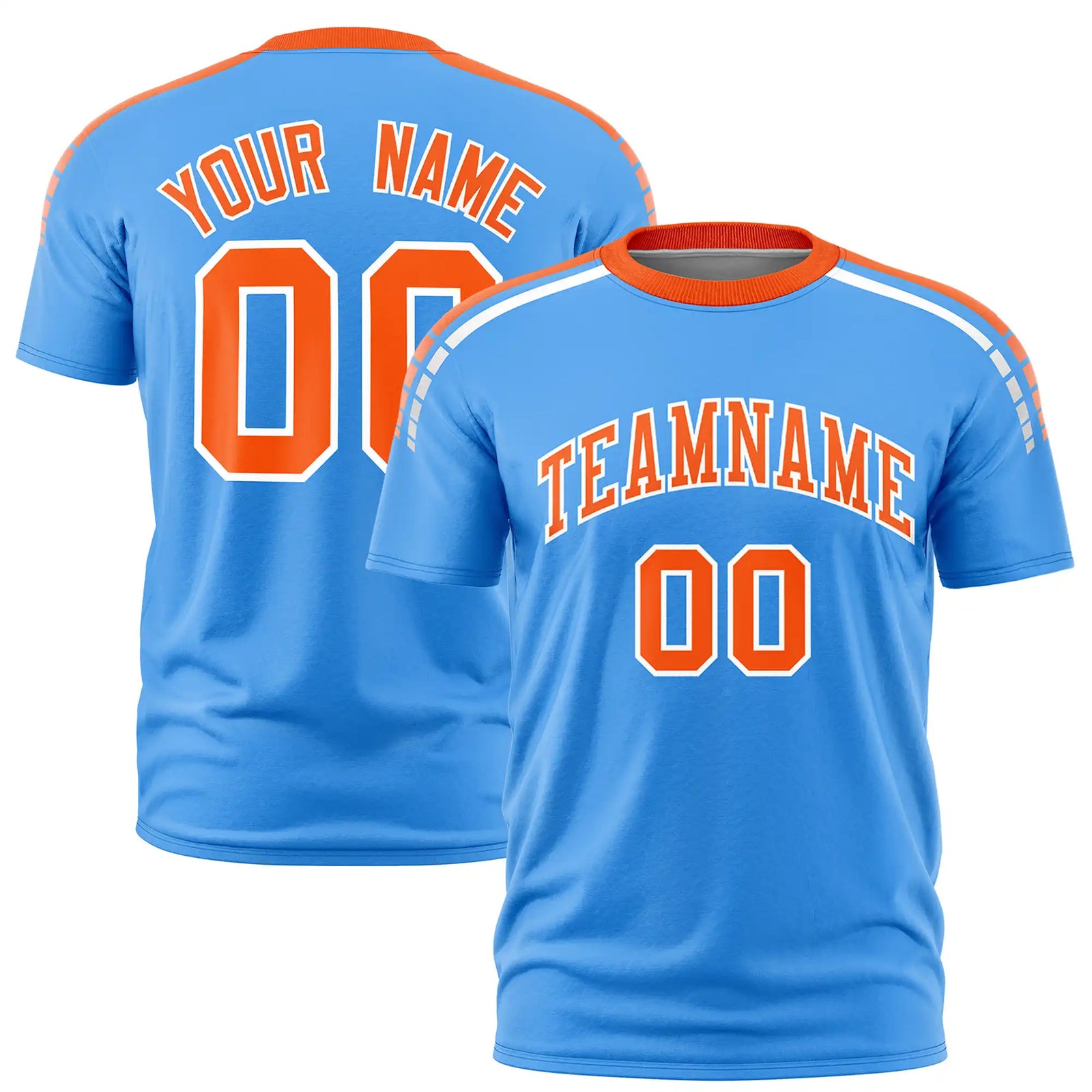 Custom Powder Blue Orange-White Performance T-Shirt