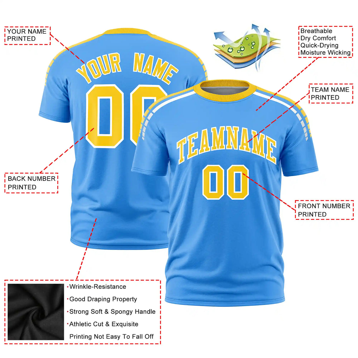 Custom Powder Blue Gold01-White Performance T-Shirt