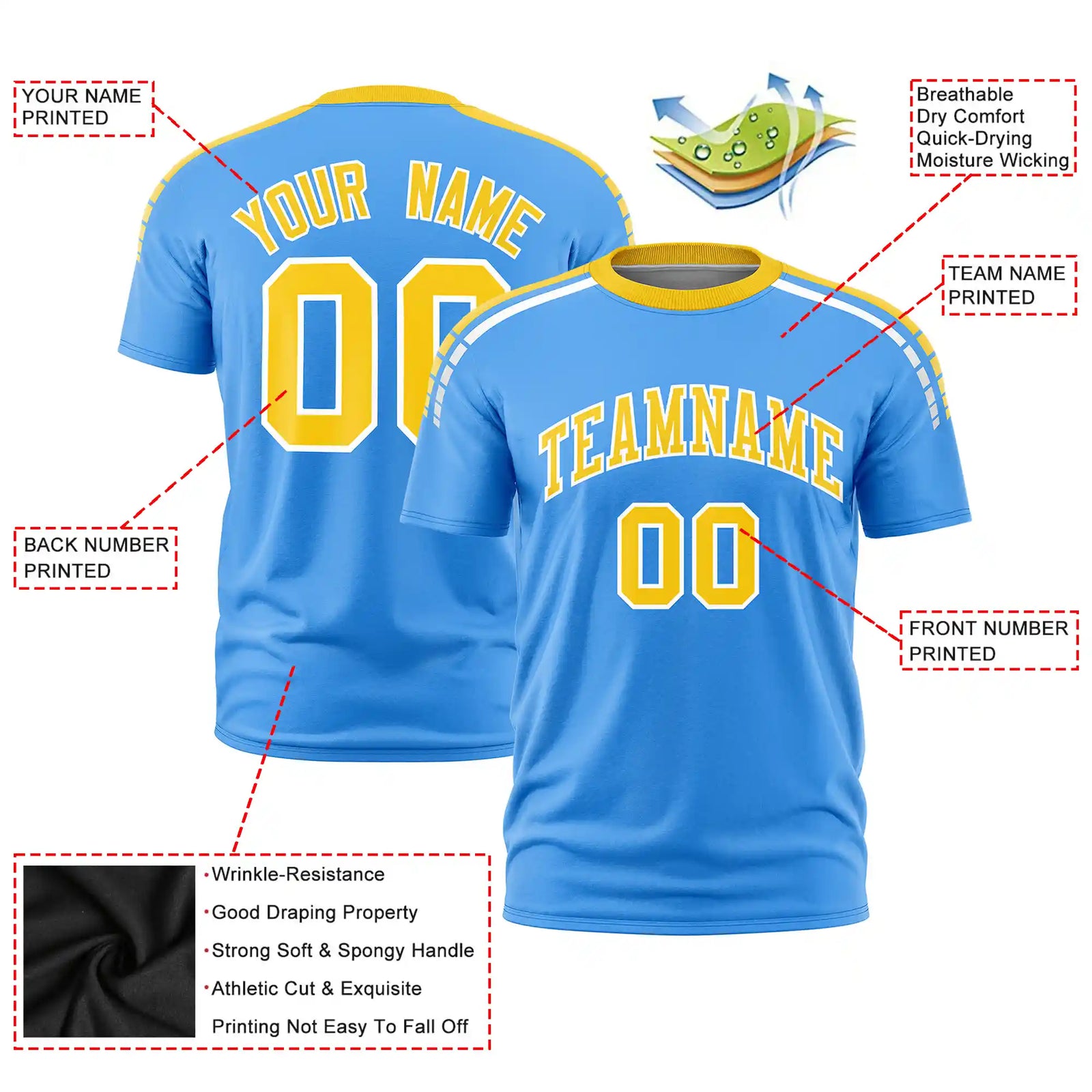 Custom Powder Blue Gold01-White Performance T-Shirt