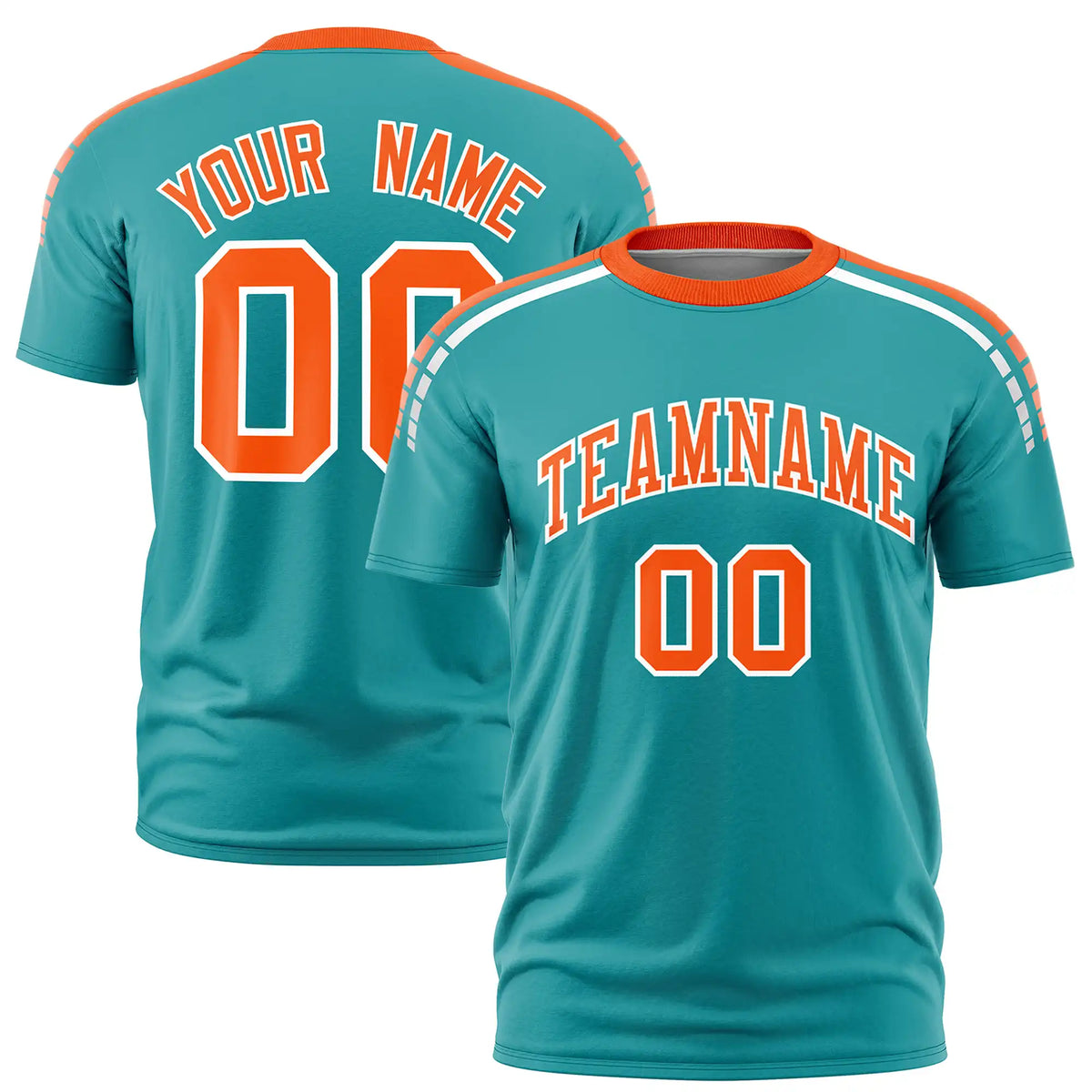 Custom Aqua Orange-White Performance T-Shirt