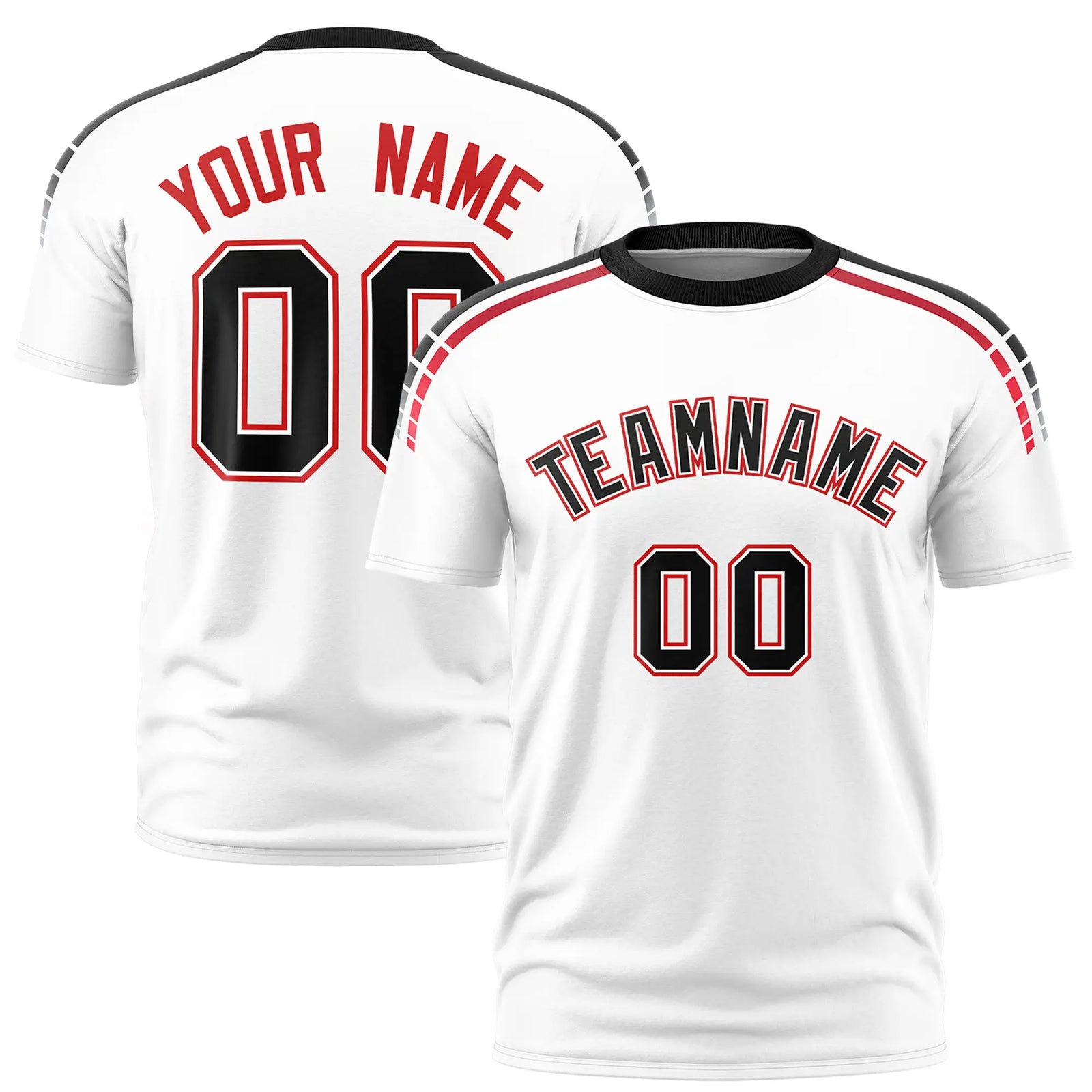 Custom White Black-Red Performance T-Shirt