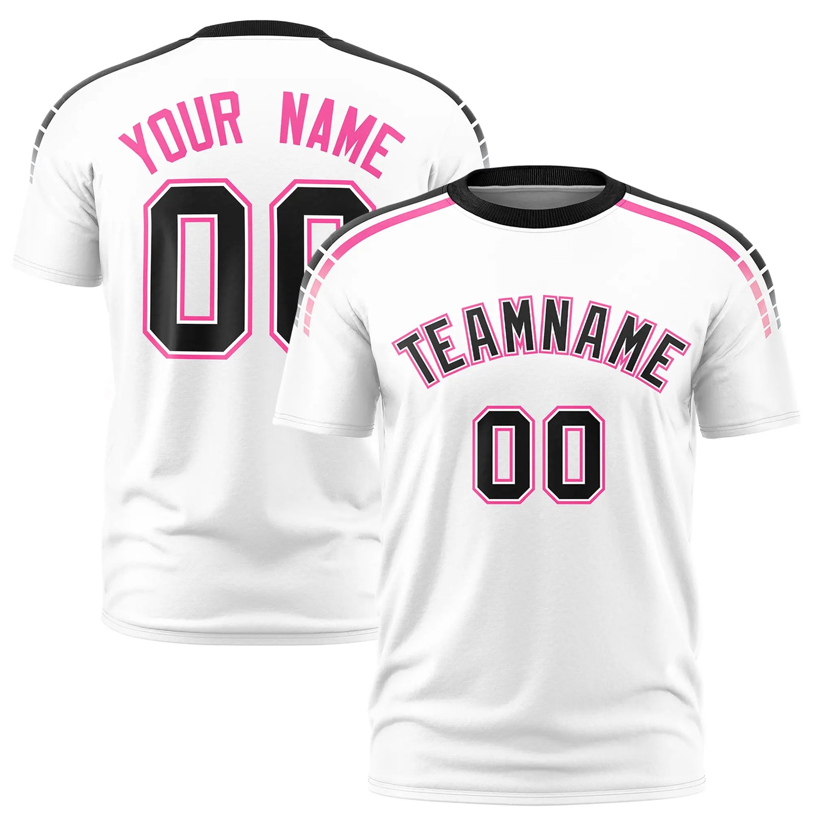 Custom White Black-Pink Performance T-Shirt