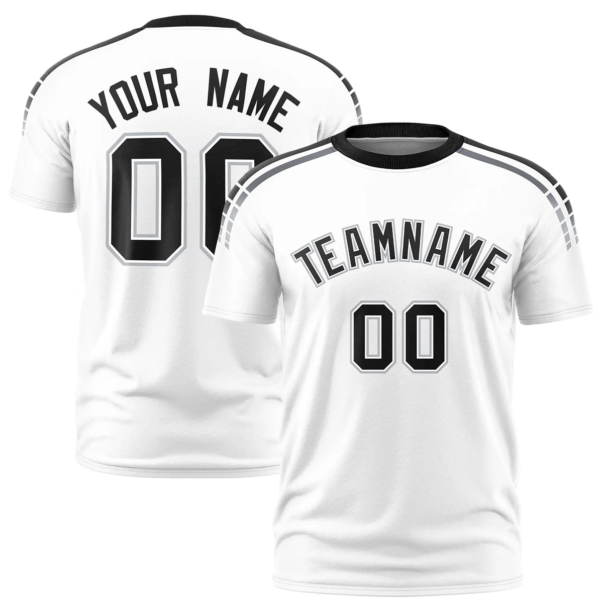 Custom White Black-Gray Performance T-Shirt