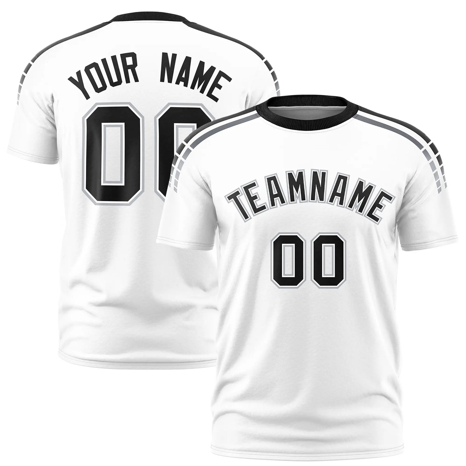 Custom White Black-Gray Performance T-Shirt