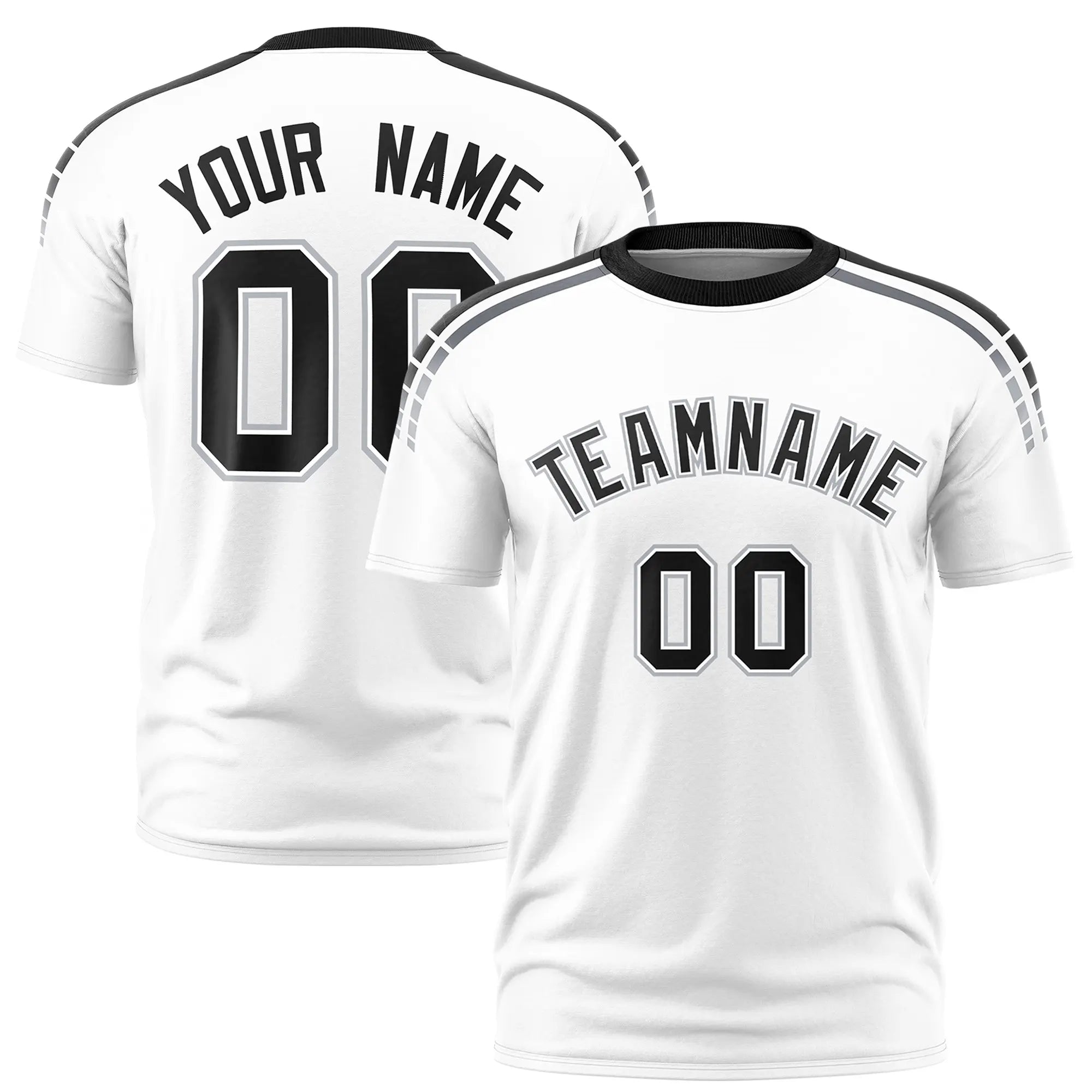 Custom White Black-Gray Performance T-Shirt