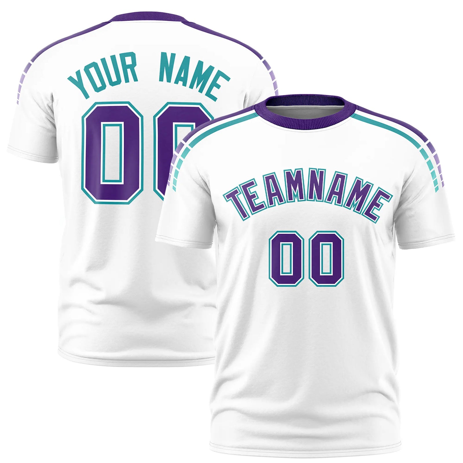 Custom White Purple-Aqua Performance T-Shirt