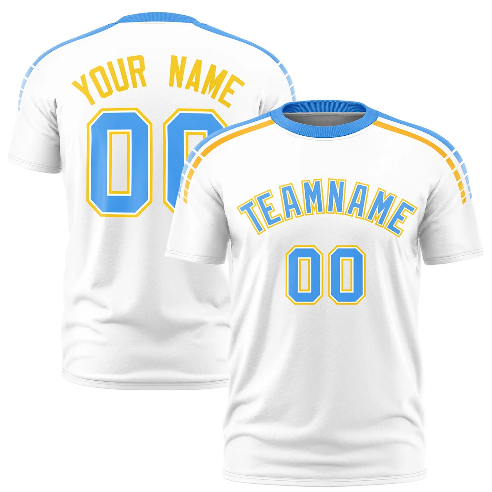 Custom White Powder Blue-Gold01 Performance T-Shirt