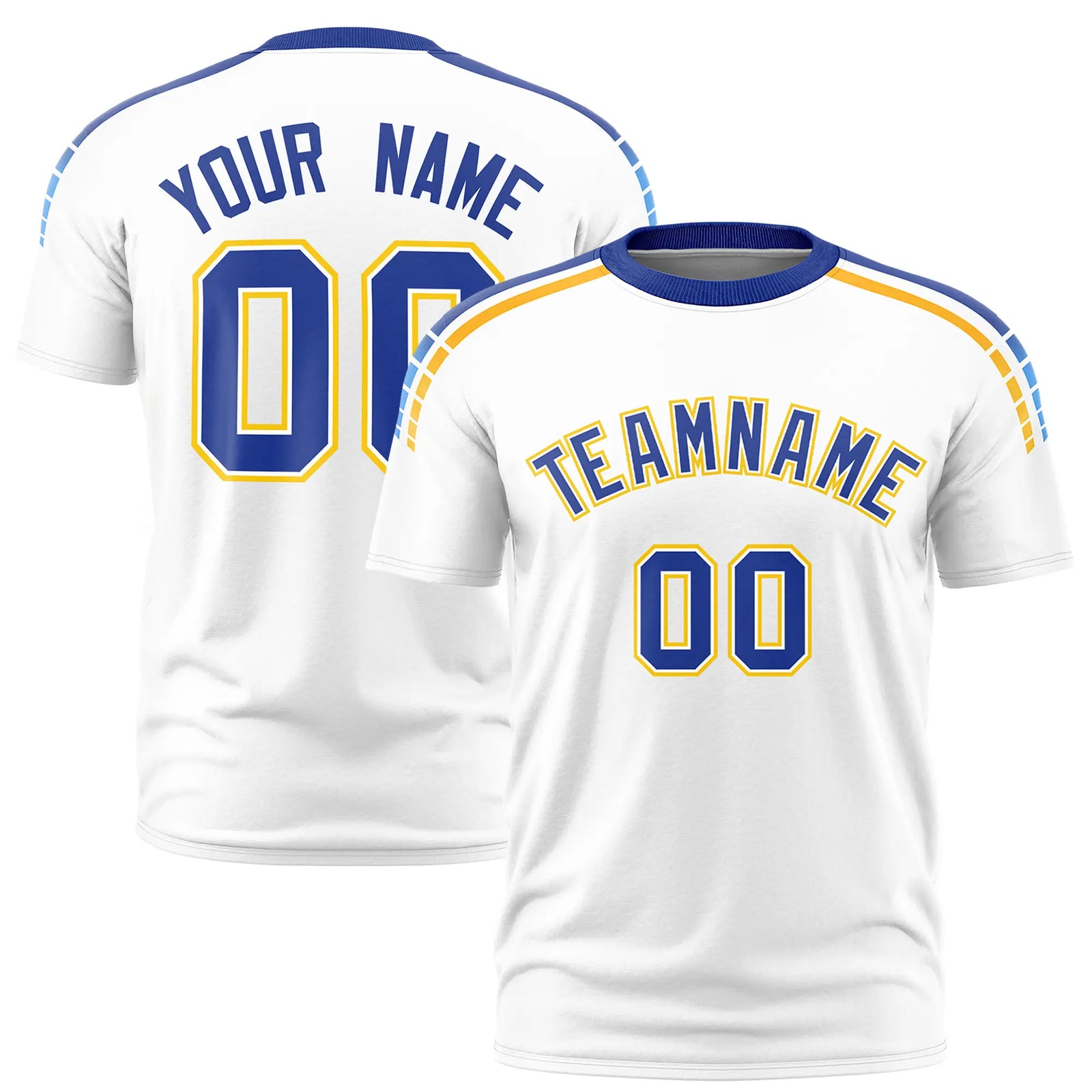 Custom White Royal Blue-Gold01 Performance T-Shirt