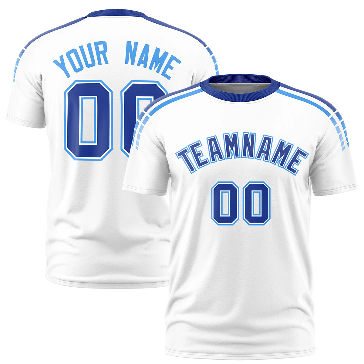 Custom White Royal Blue-Powder Blue Performance T-Shirt