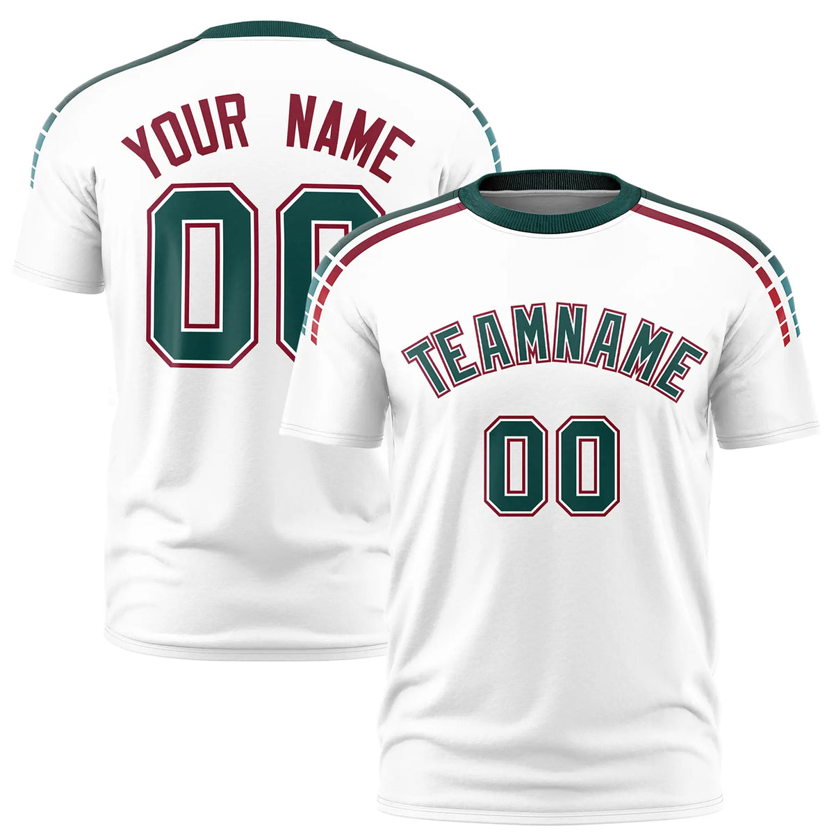 Custom White Midnight Green-Crimson Performance T-Shirt