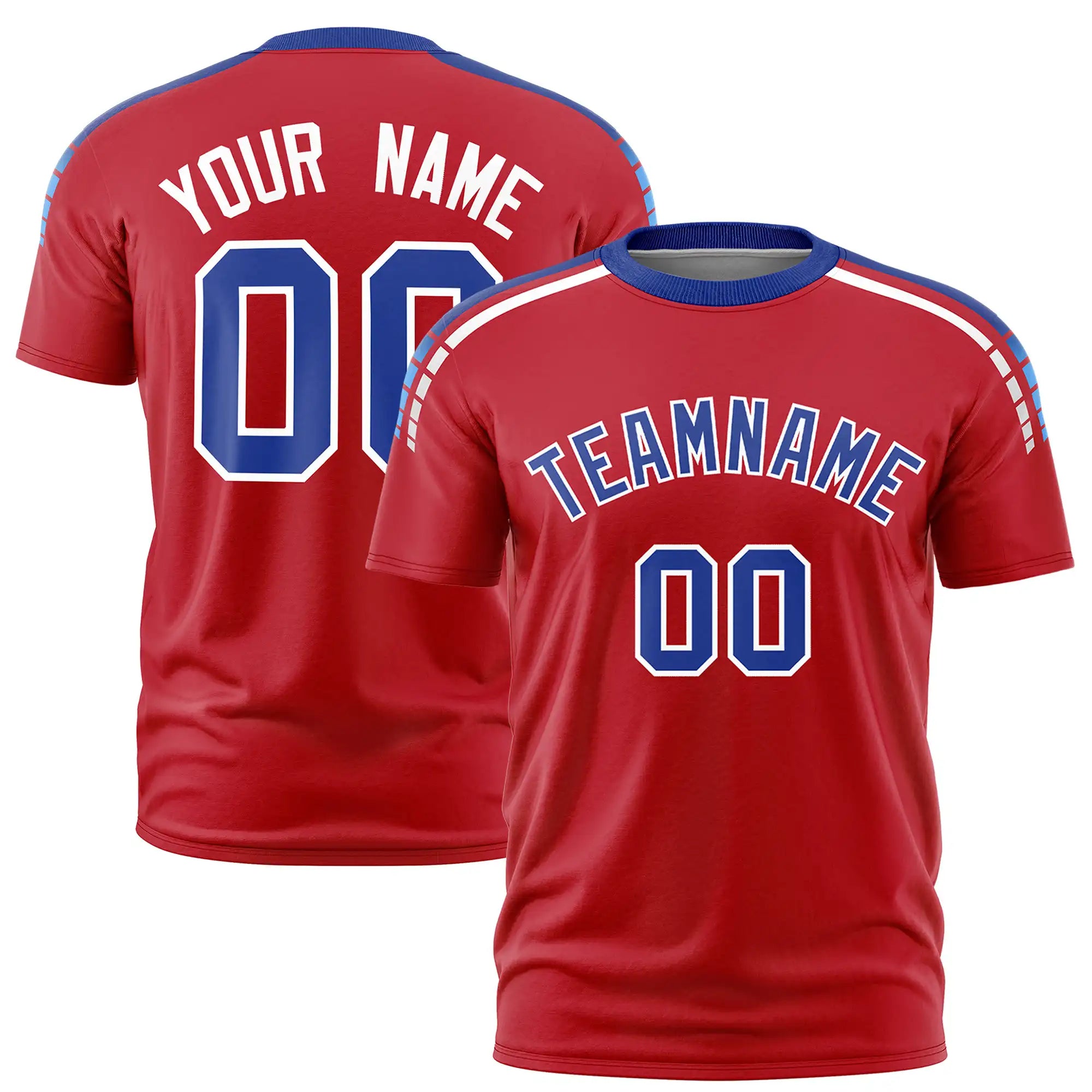 Custom Red Royal Blue-White Performance T-Shirt