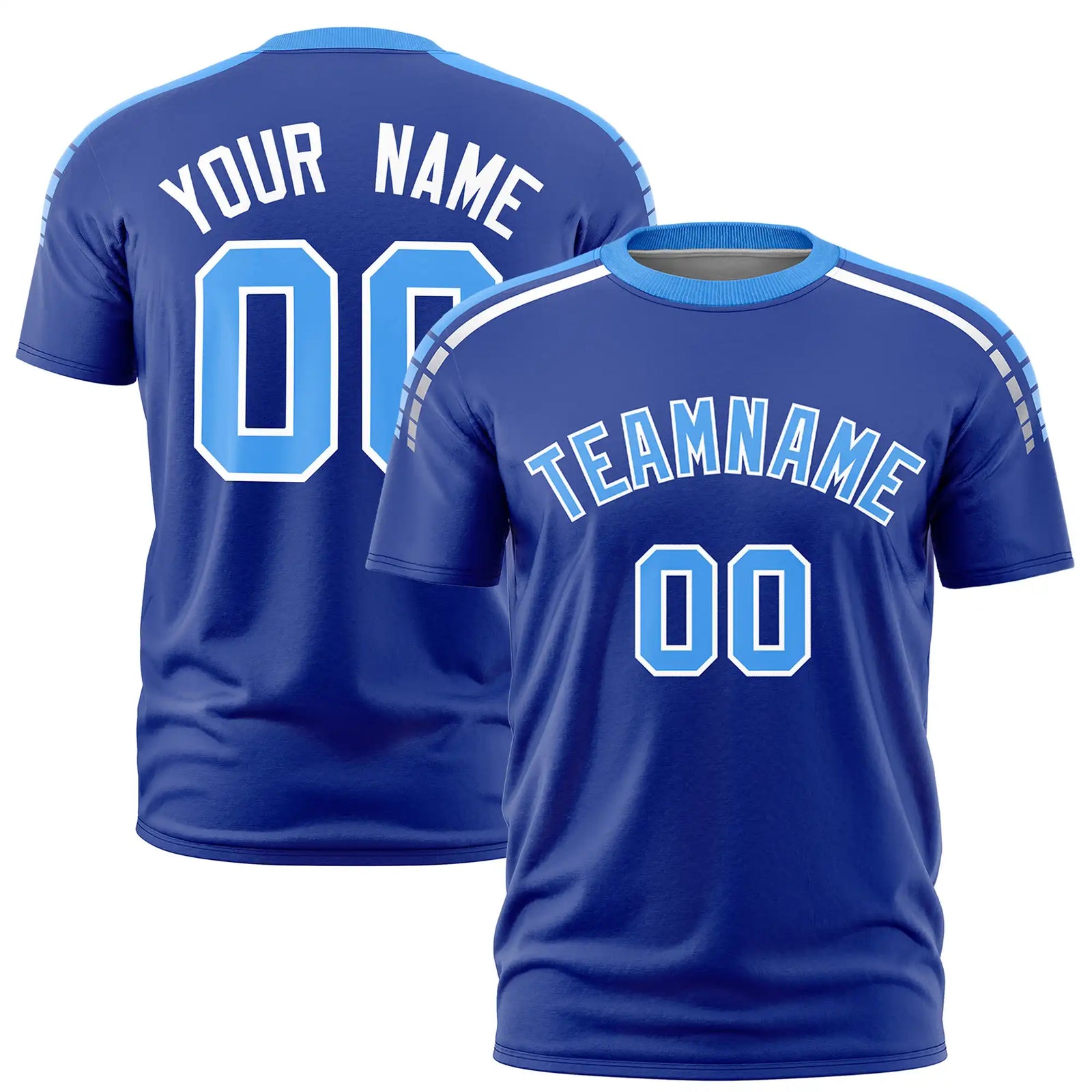 Custom Royal Blue Powder Blue-White Performance T-Shirt