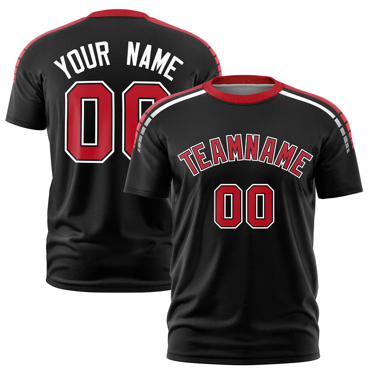 Custom Black Powder Red-White Performance T-Shirt