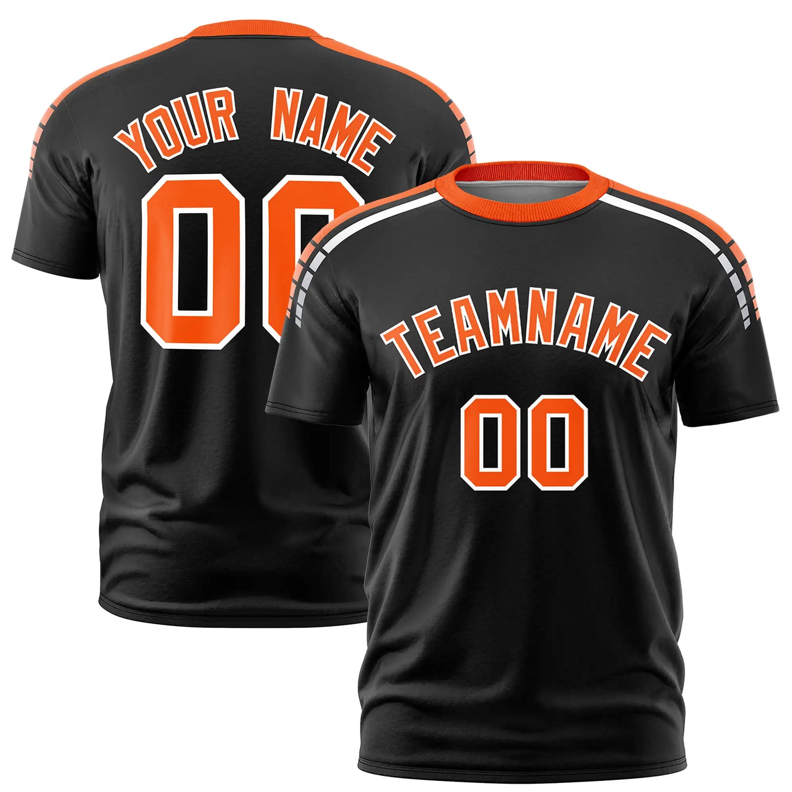 Custom Black Orange-White Performance T-Shirt
