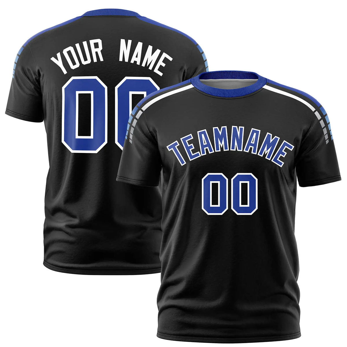 Custom Black Royal Blue-White Performance T-Shirt