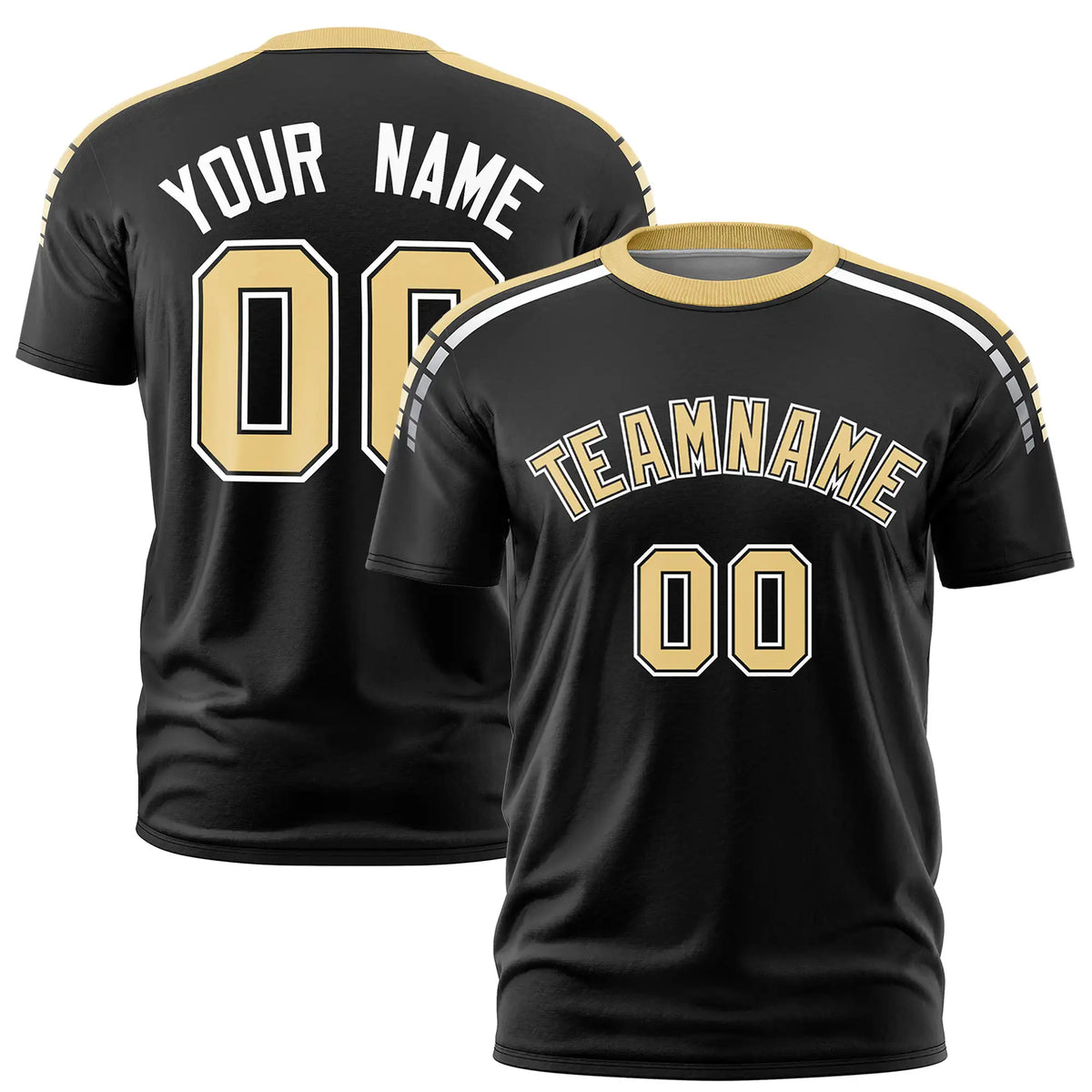 Custom Black Khaki-White Performance T-Shirt