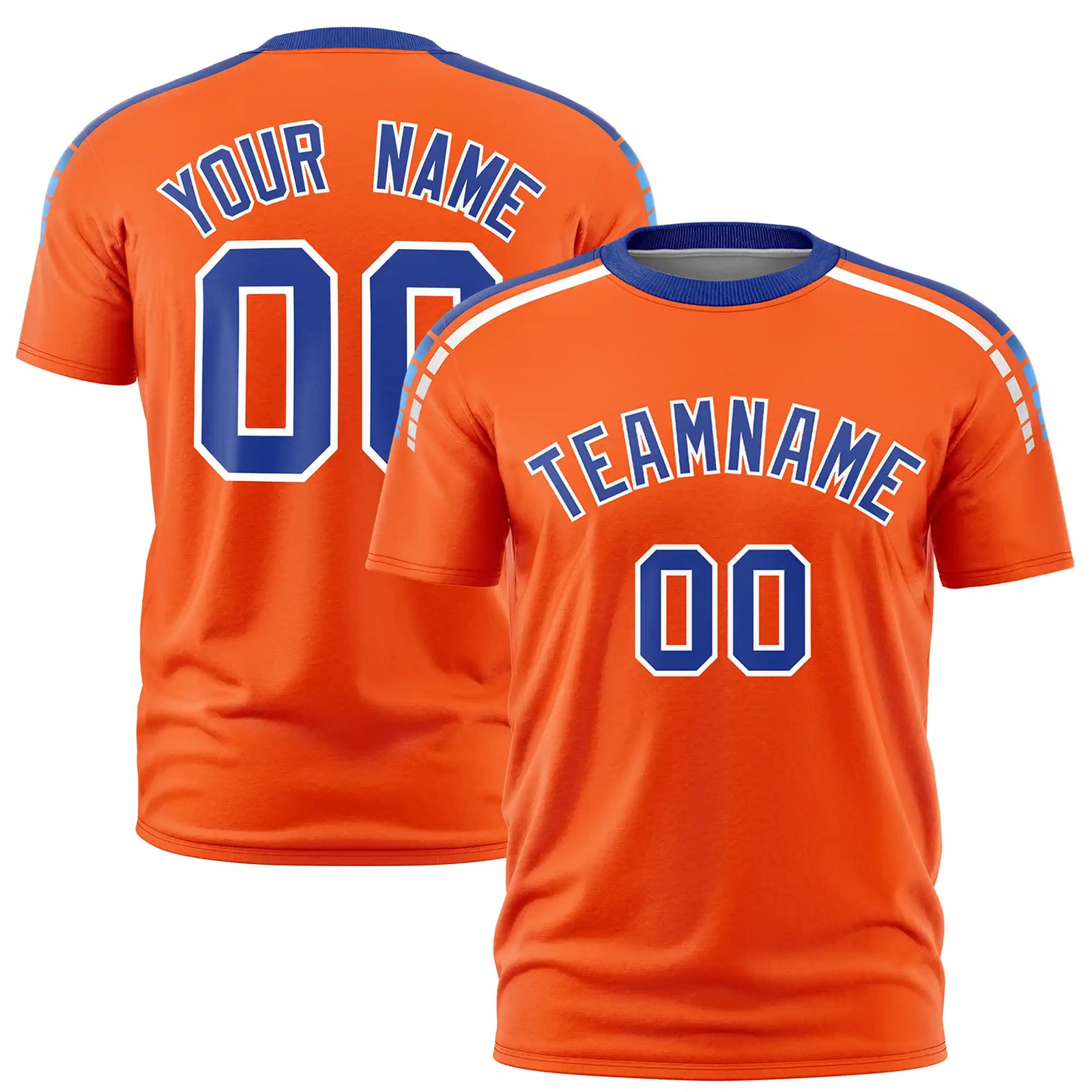 Custom Orange Royal Blue-White Performance T-Shirt
