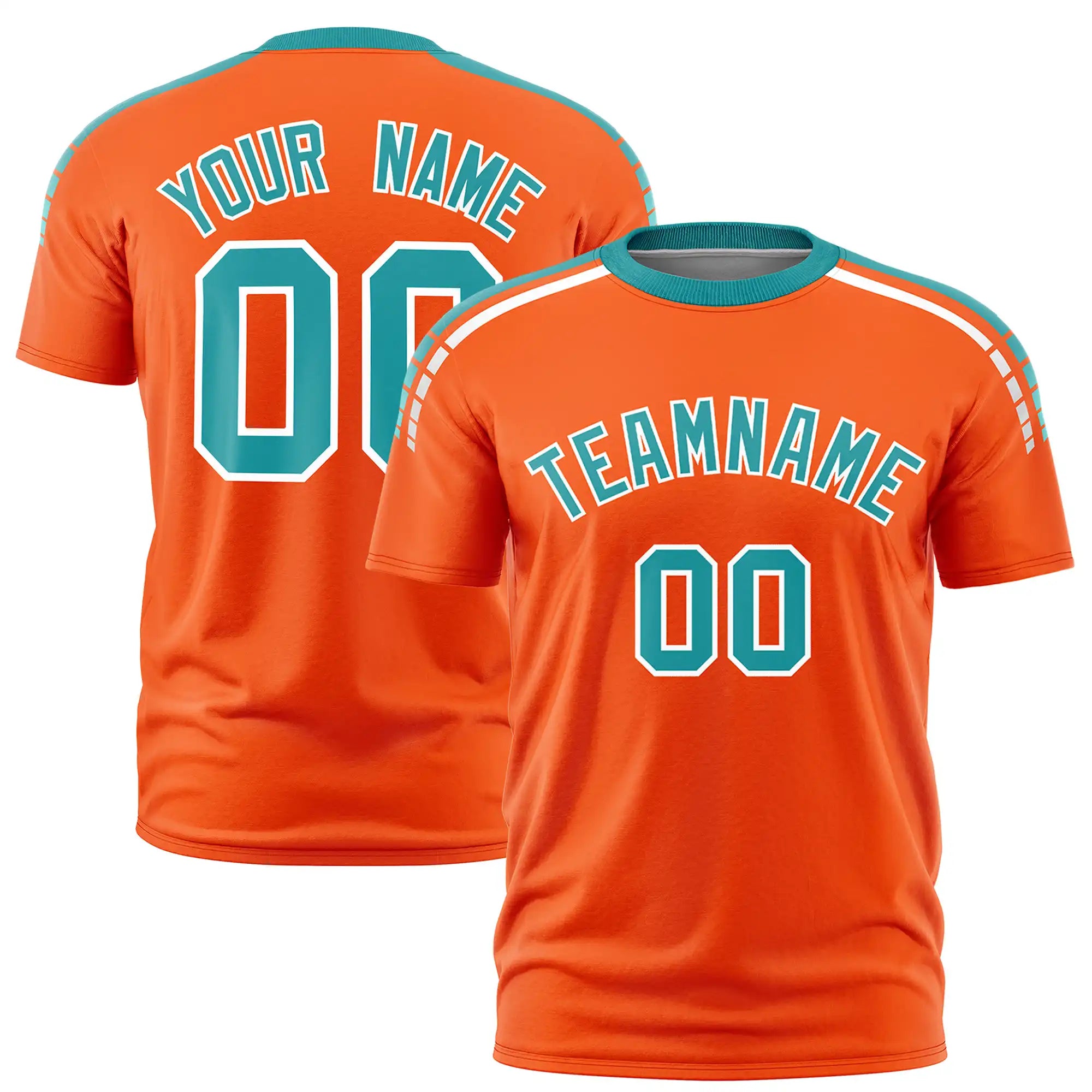 Custom Orange Aqua-White Performance T-Shirt