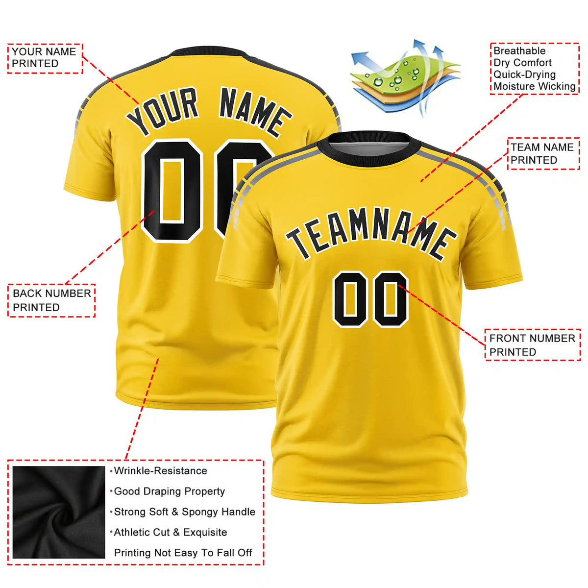 Custom Gold01 Black-White Performance T-Shirt