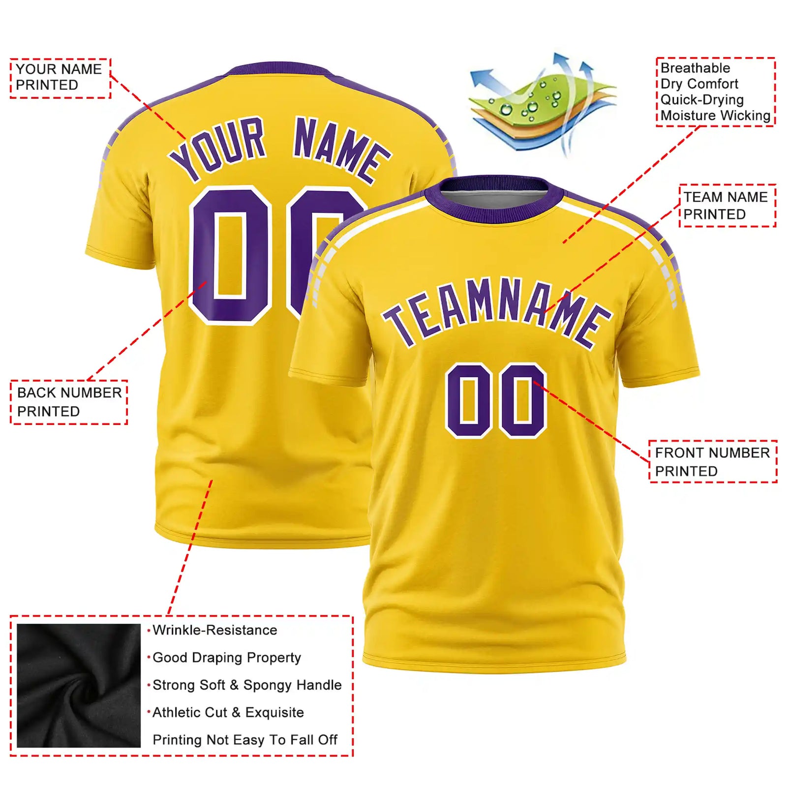 Custom Gold01 Purple-White Performance T-Shirt