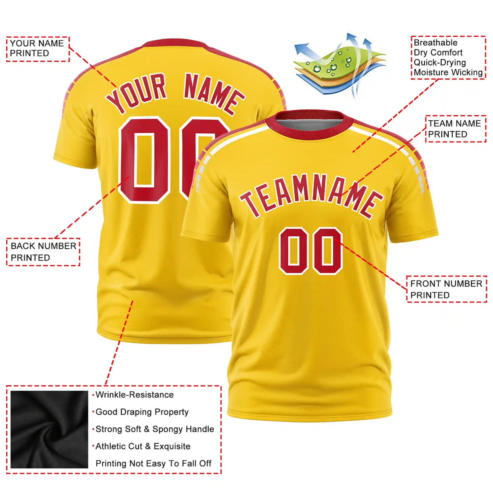 Custom Gold01 Red-White Performance T-Shirt