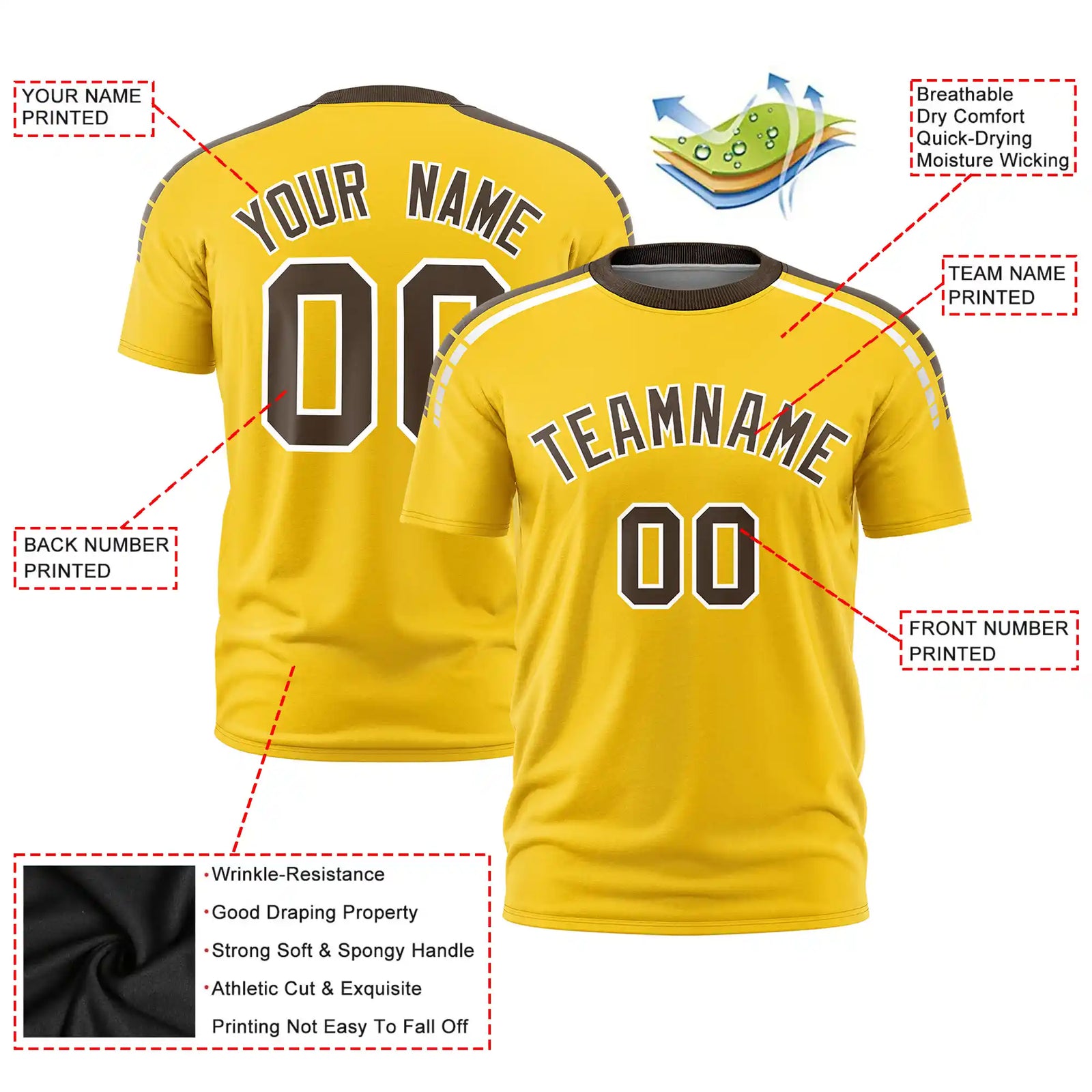 Custom Gold01 Brown-White Performance T-Shirt