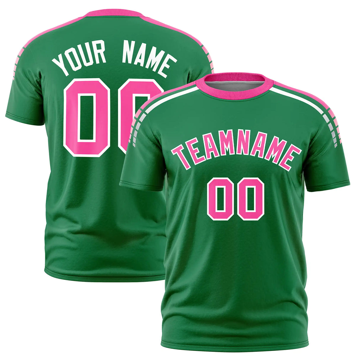 Custom Kelly Green Pink-White Performance T-Shirt