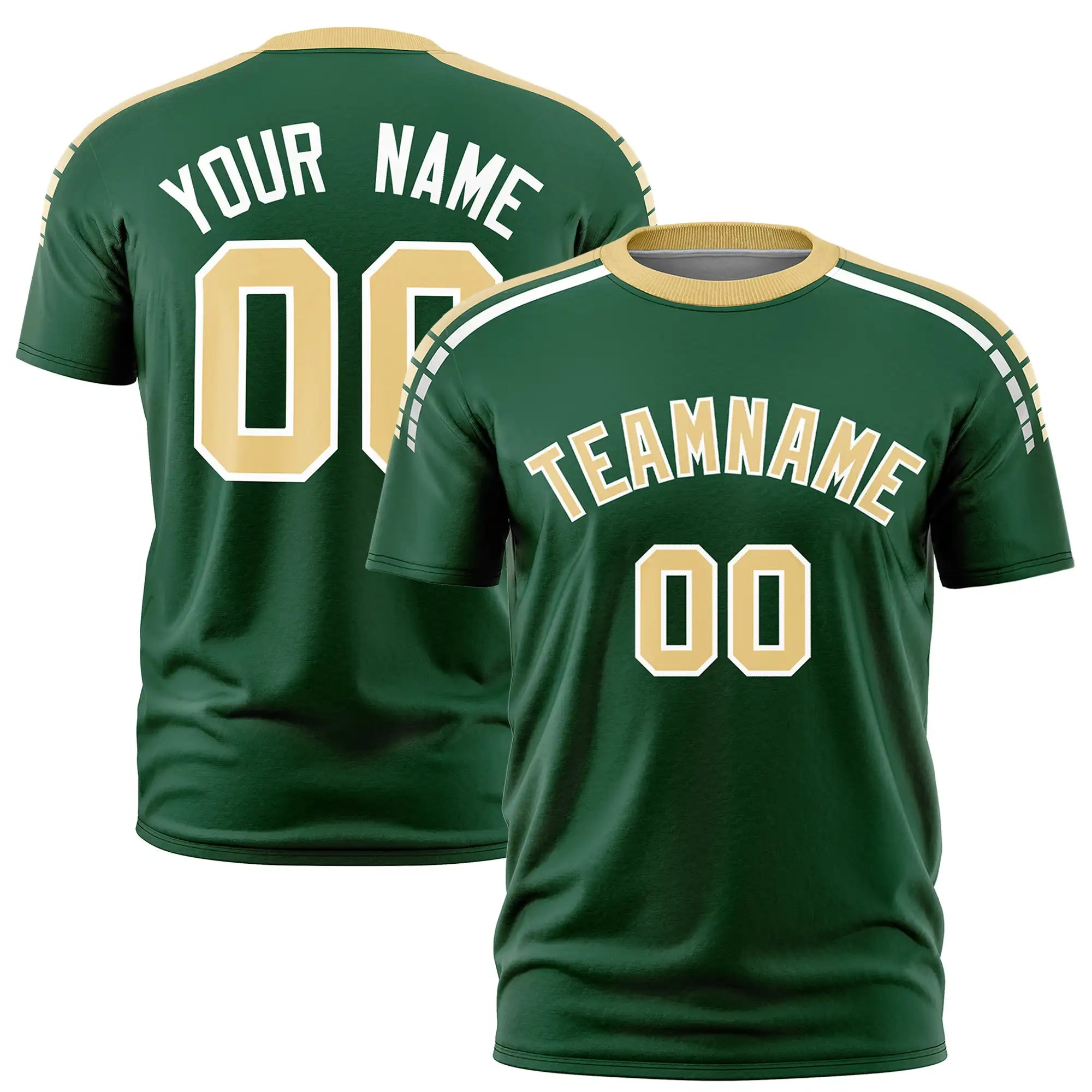 Custom Green Khaki-White Performance T-Shirt