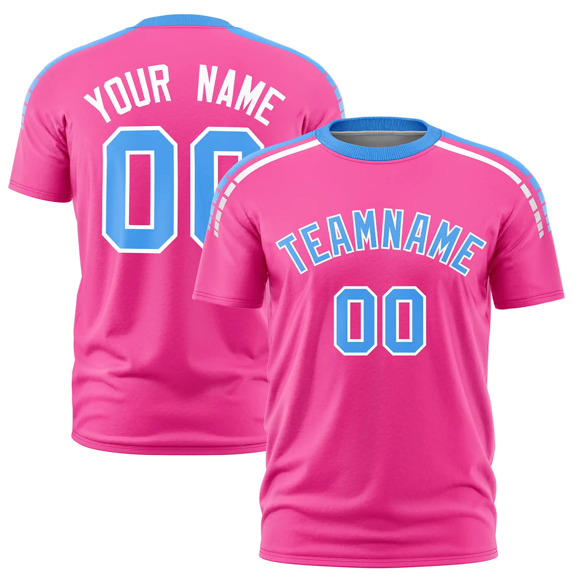 Custom Pink Powder Blue-White Performance T-Shirt