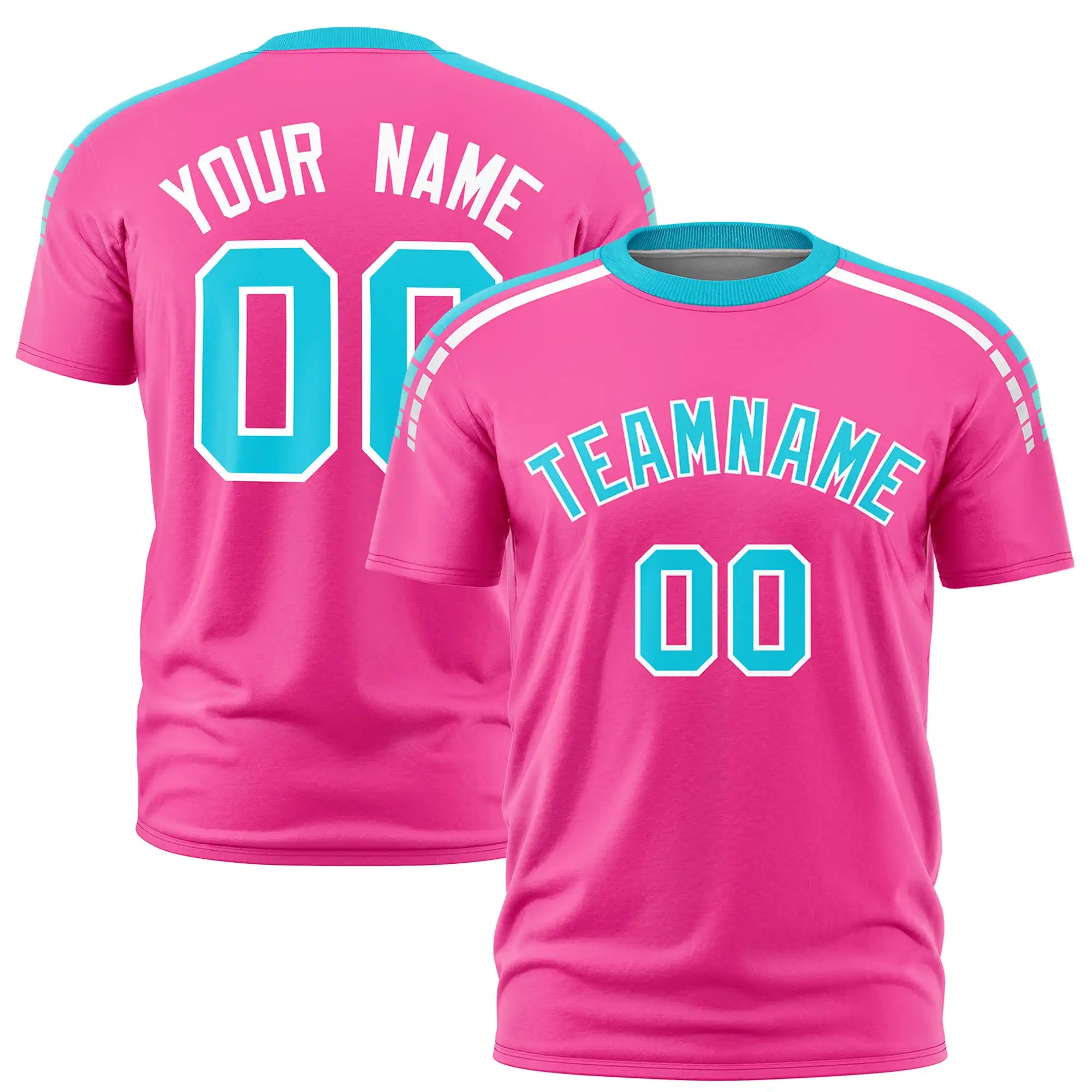 Custom Pink Sky Blue-White Performance T-Shirt