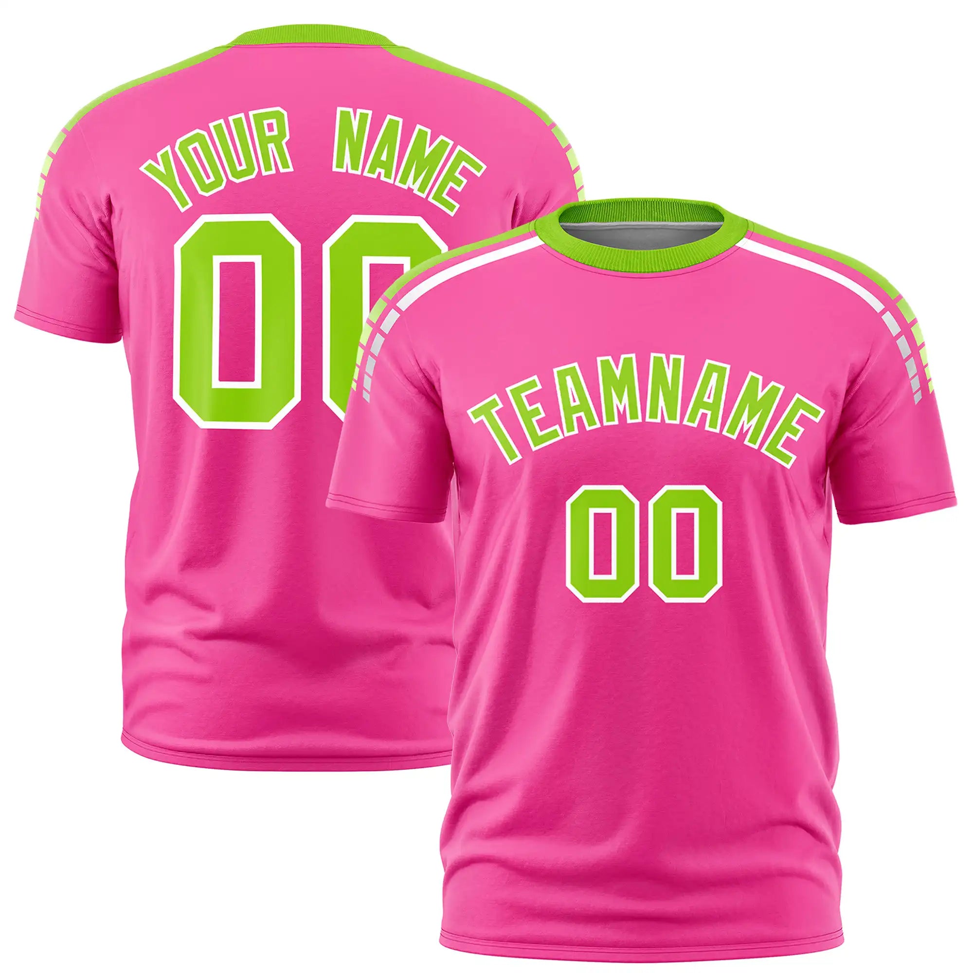 Custom Pink Neon Green-White Performance T-Shirt