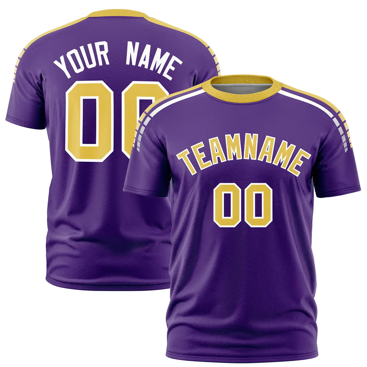 Custom Purple Old Gold-White Performance T-Shirt