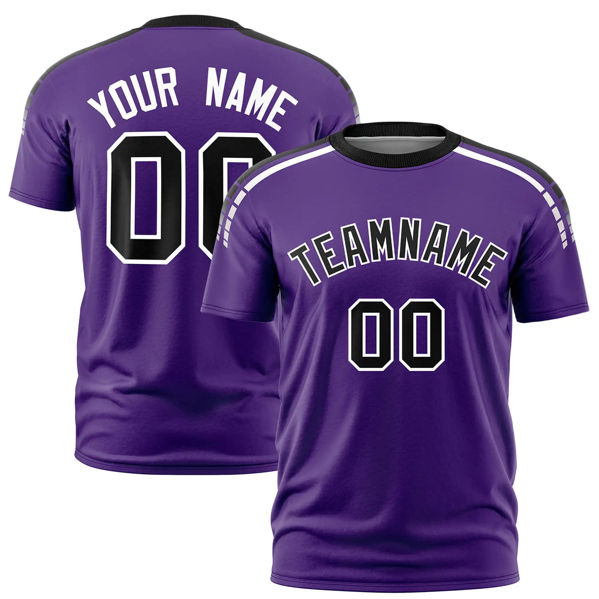 Custom Purple Black-White Performance T-Shirt