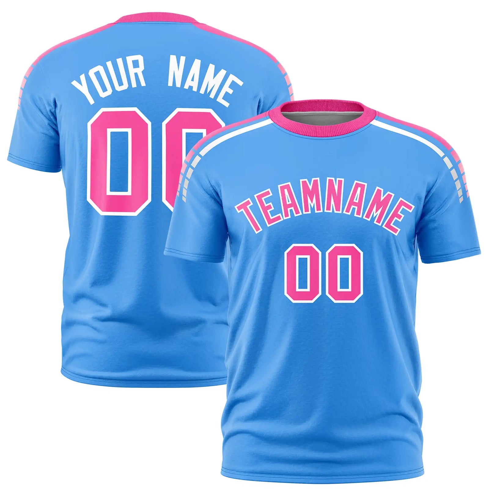 Custom Powder Blue Pink-White Performance T-Shirt