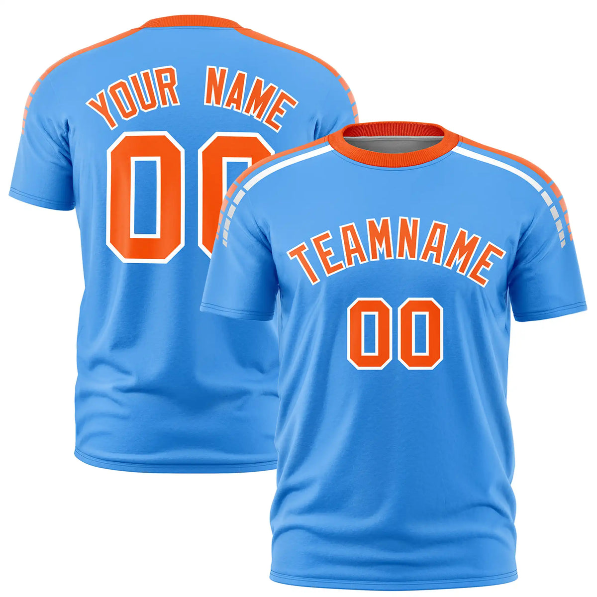 Custom Powder Blue Orange-White Performance T-Shirt