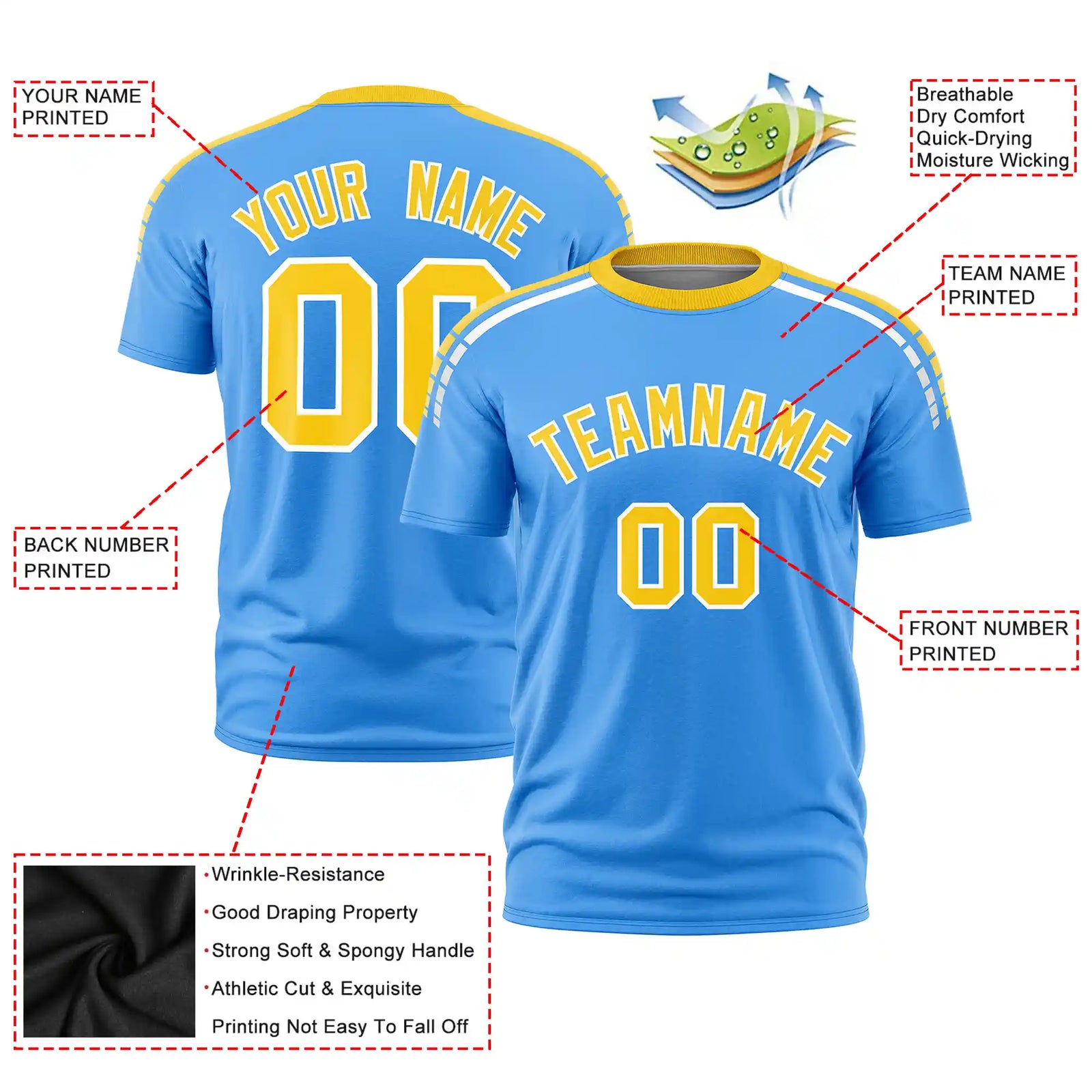 Custom Powder Blue Gold01-White Performance T-Shirt