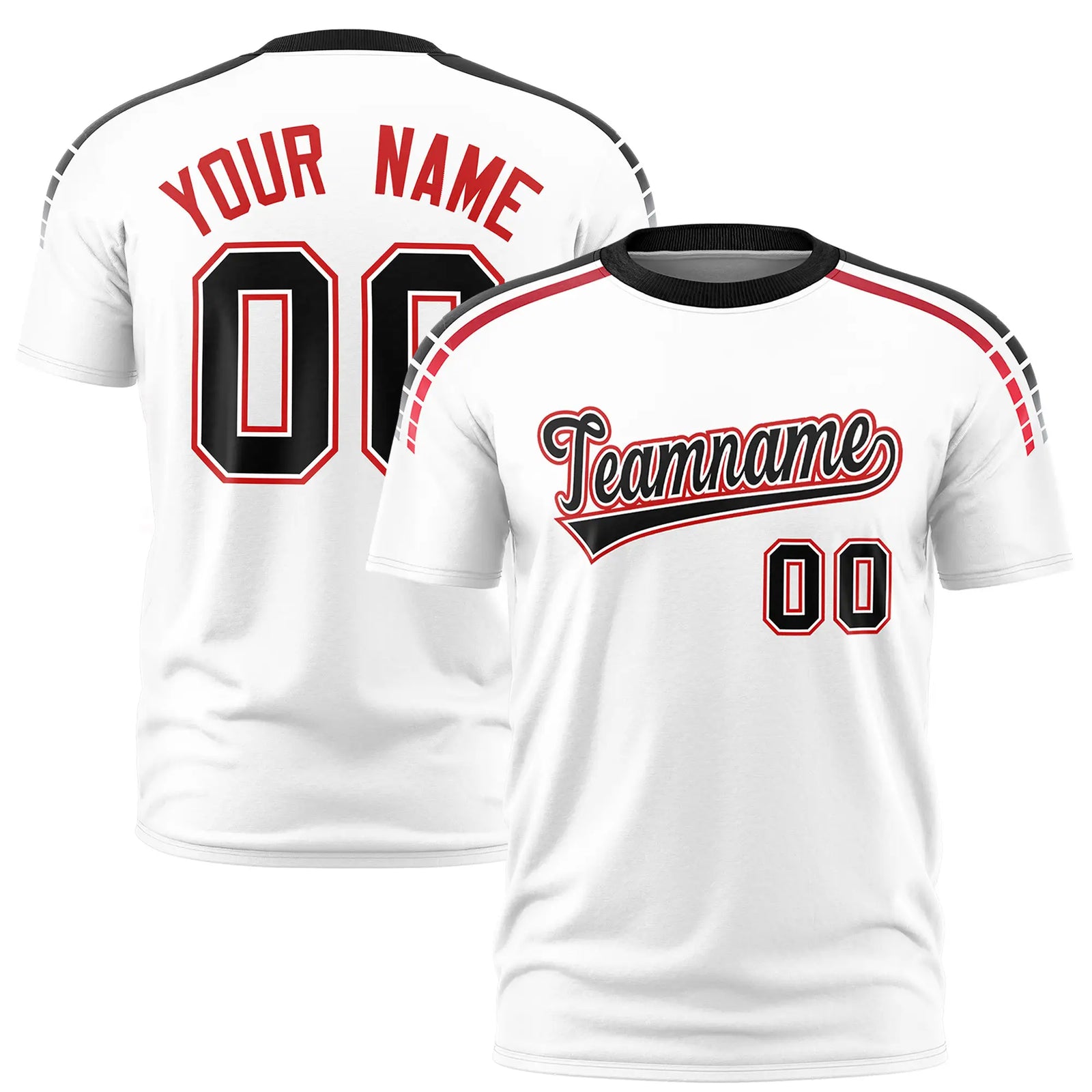 Custom White Black-Red Performance T-Shirt