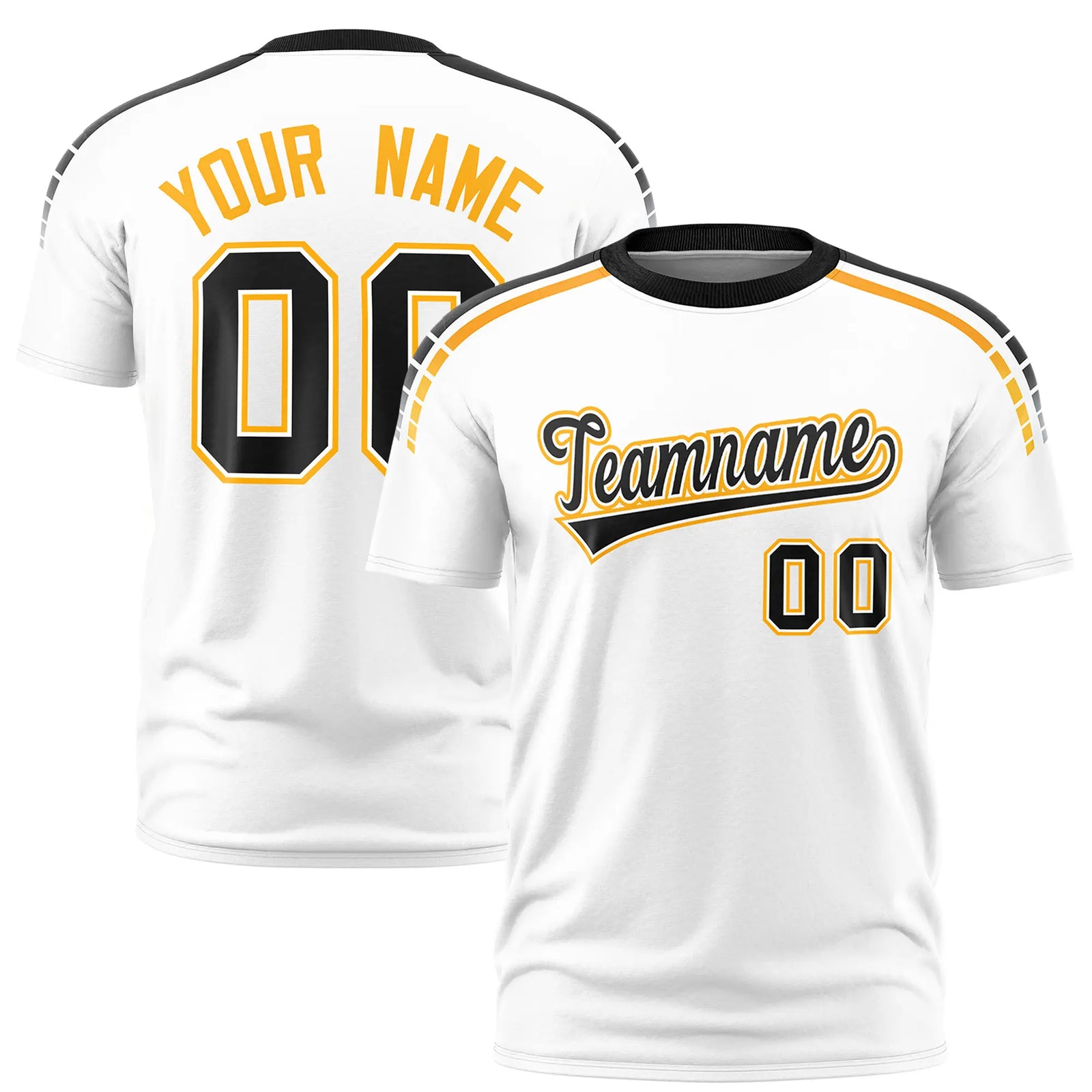 Custom White Black-Yellow Performance T-Shirt