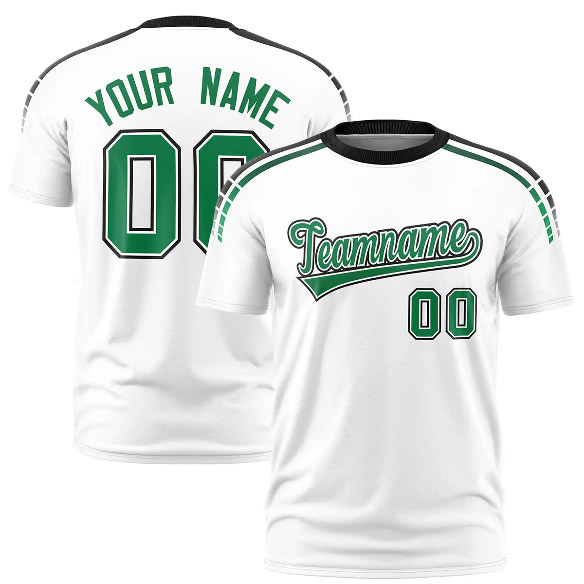 Custom White Black-Kelly Green Performance T-Shirt