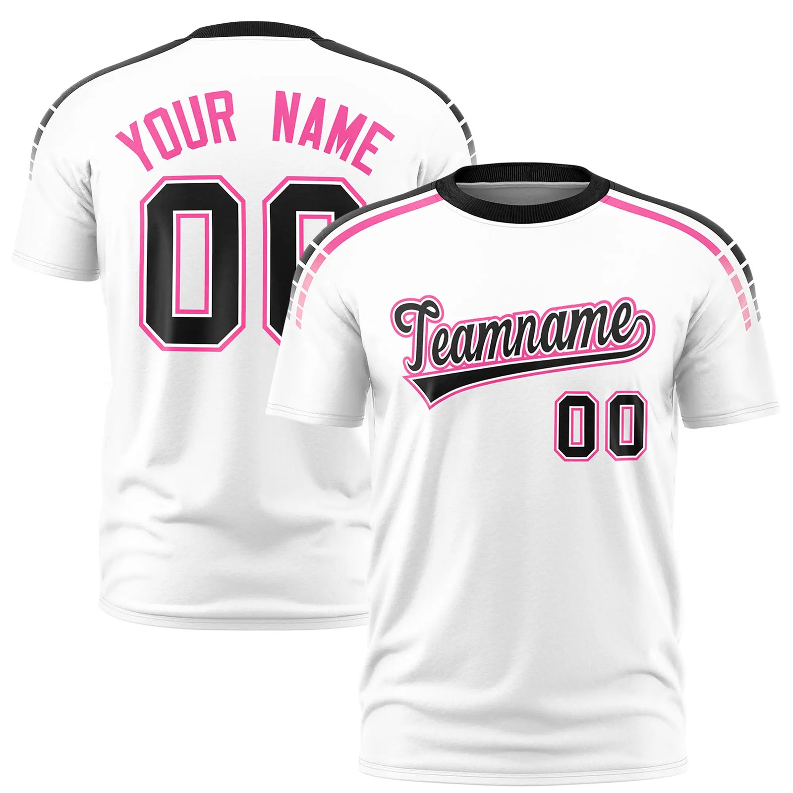 Custom White Black-Pink Performance T-Shirt