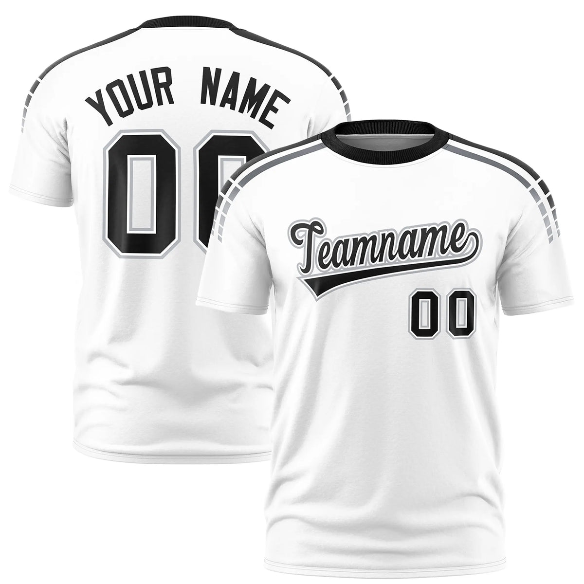 Custom White Black-Gray Performance T-Shirt
