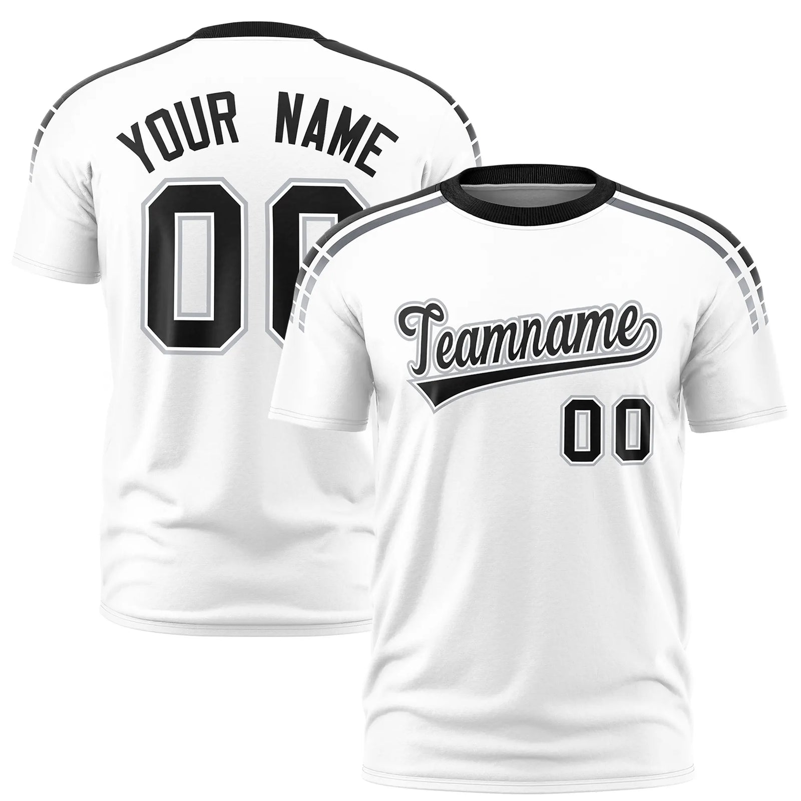 Custom White Black-Gray Performance T-Shirt