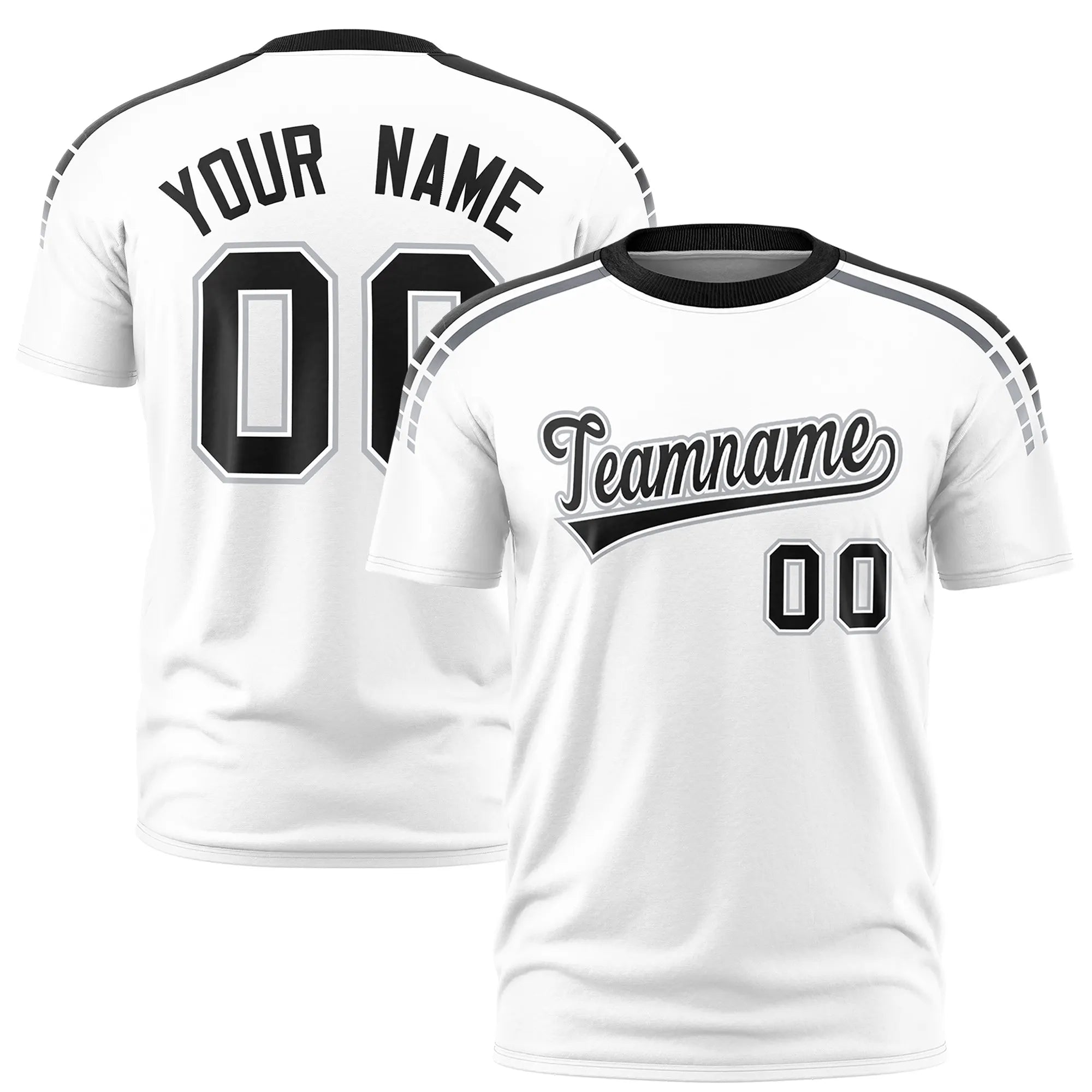 Custom White Black-Gray Performance T-Shirt