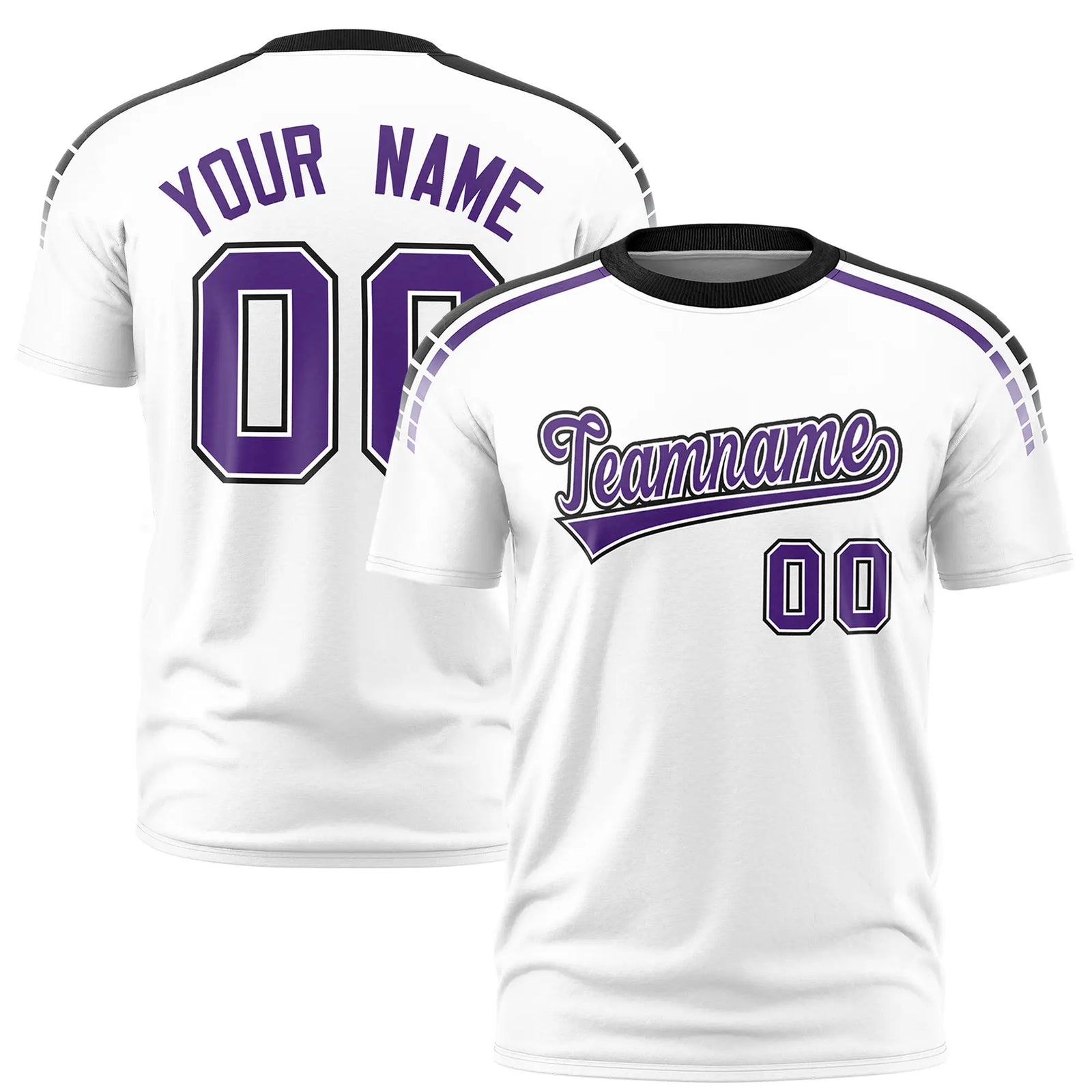 Custom White Black-Purple Performance T-Shirt