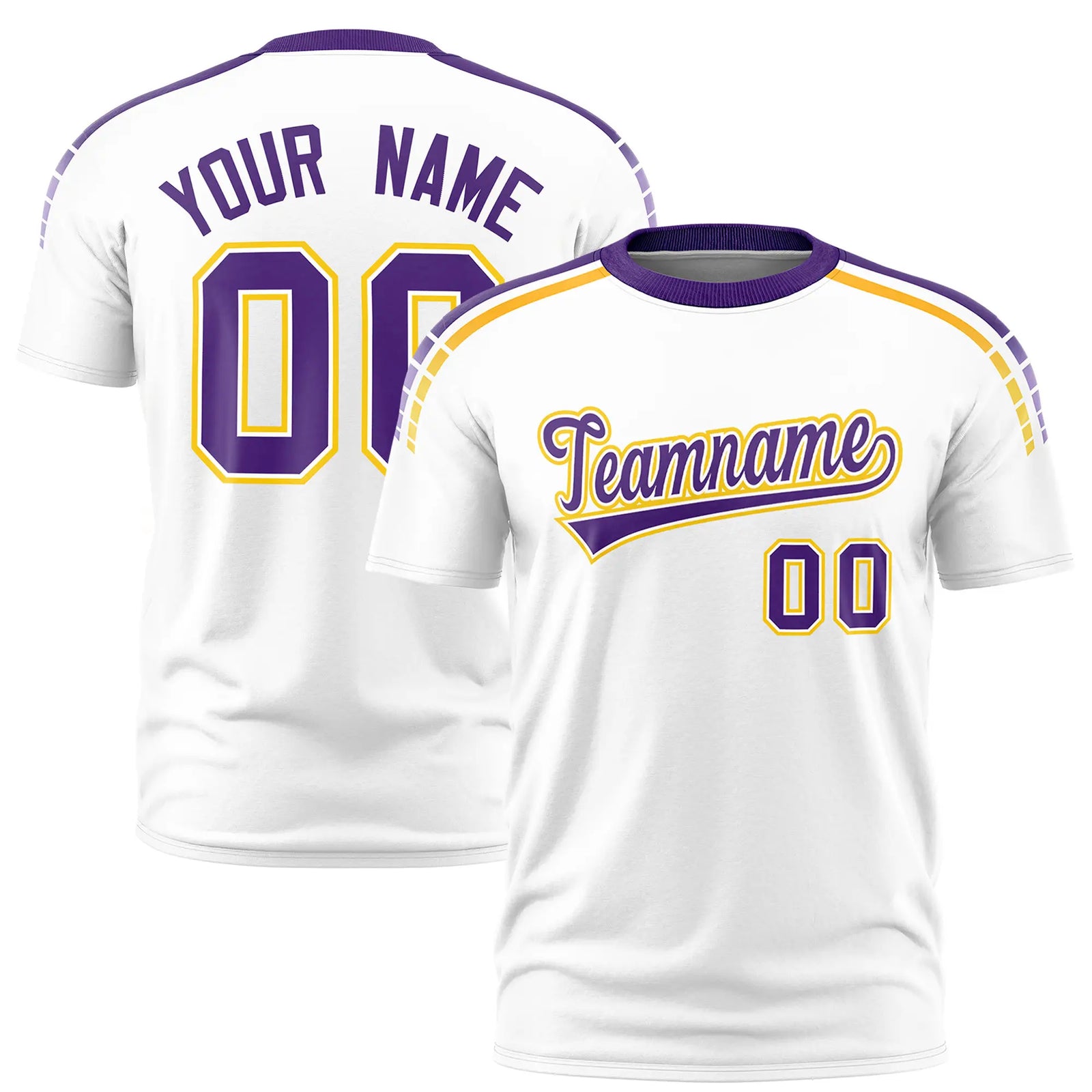 Custom White Purple-Gold01 Performance T-Shirt
